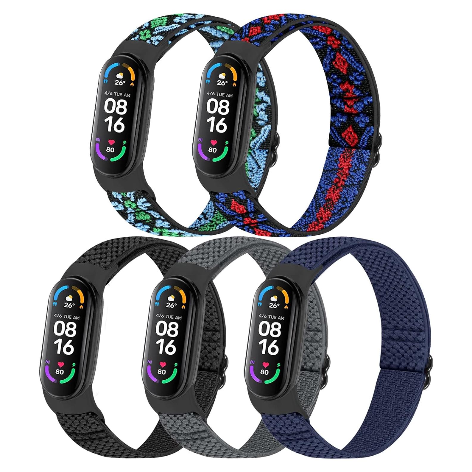 Paquete de 5 bandas de nylon TumpCez para Mi Band 7/6/5/4/3