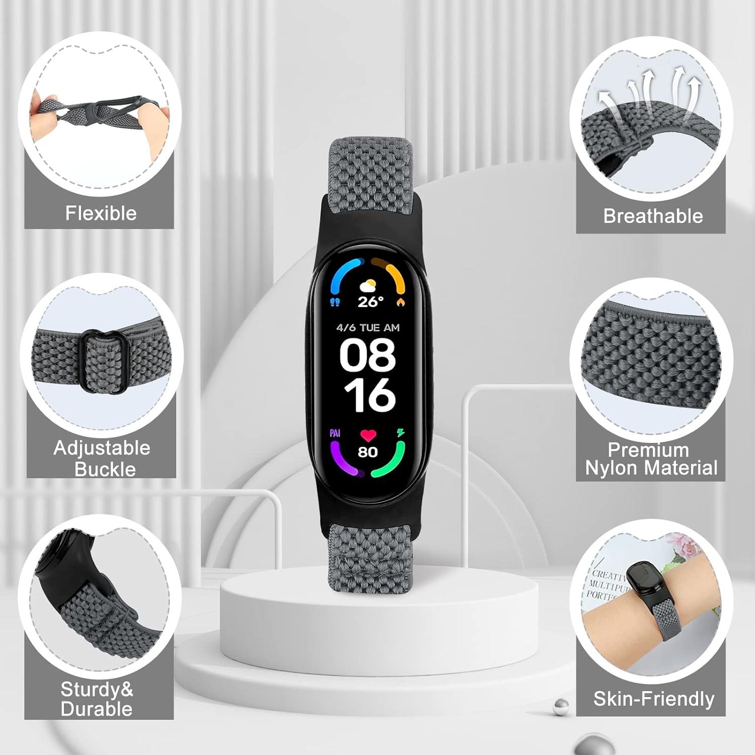 Paquete de 5 bandas de nylon TumpCez para Mi Band 7/6/5/4/3