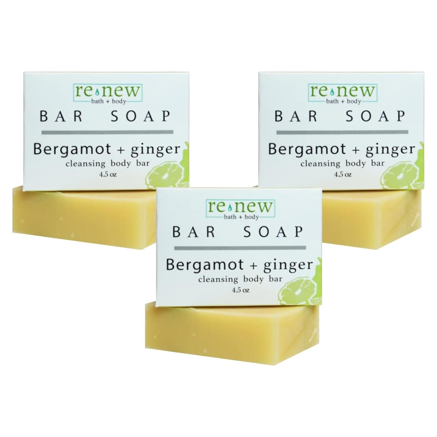 Jabón Natural Renew Bergamota y Jengibre - 3 Barras 127g