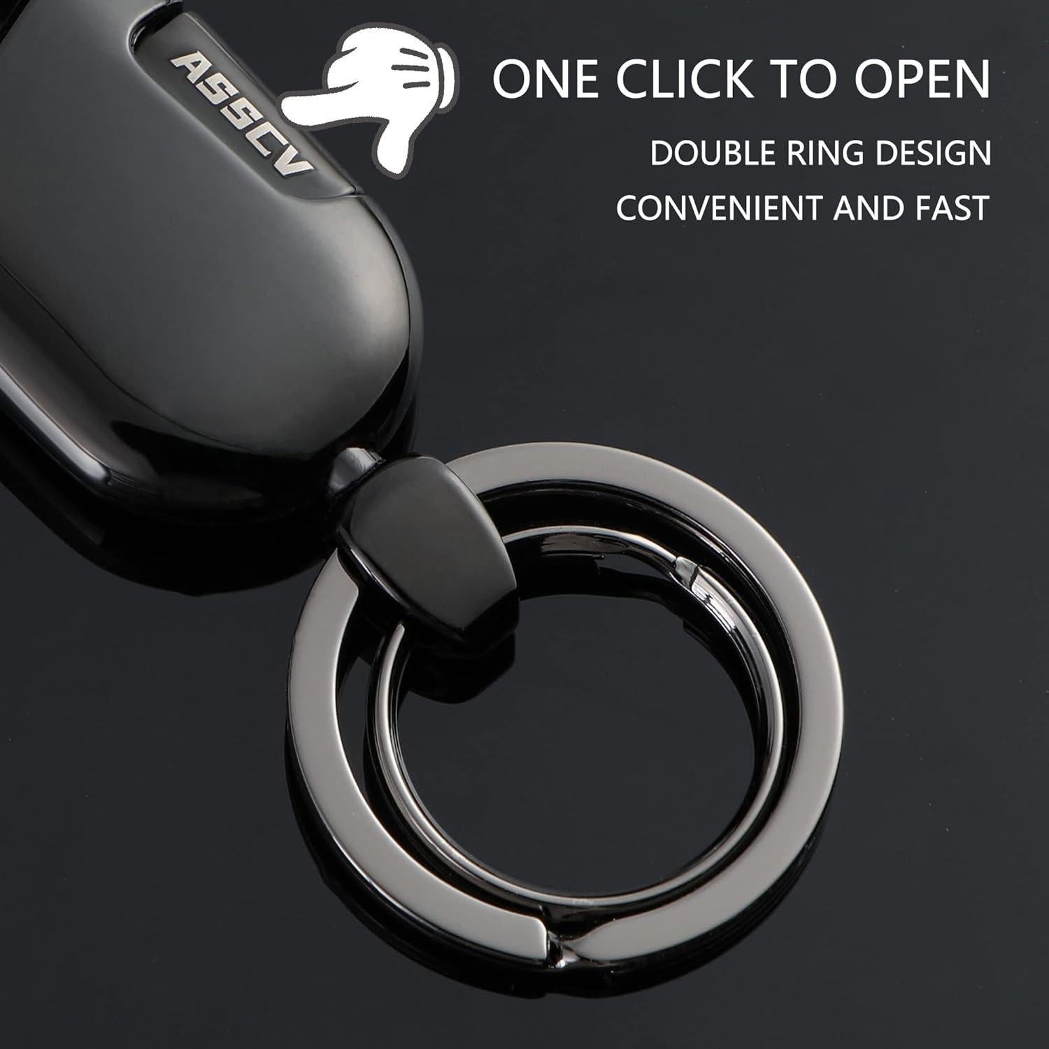Llave de coche llavero ASSCV con clip rápido y caja metal