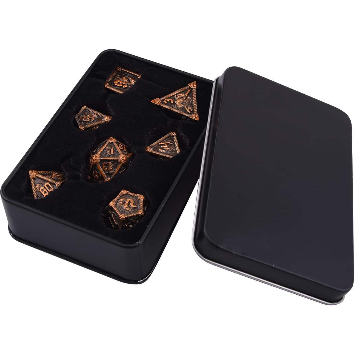 Juego de Dados DND de Metal AUSTOR 7 Caras Dorado Antiguo