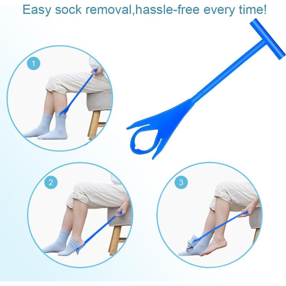 Dispositivo para poner calcetines DILSIAI antideslizante azul