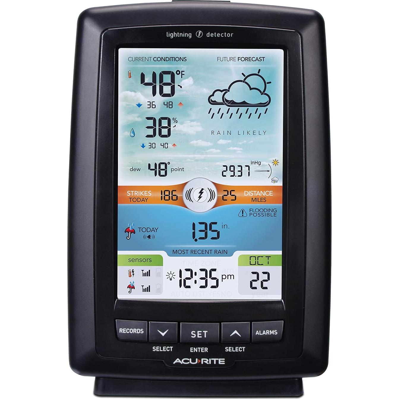 Estación Meteorológica AcuRite a Color con Pluviómetro y Rayos