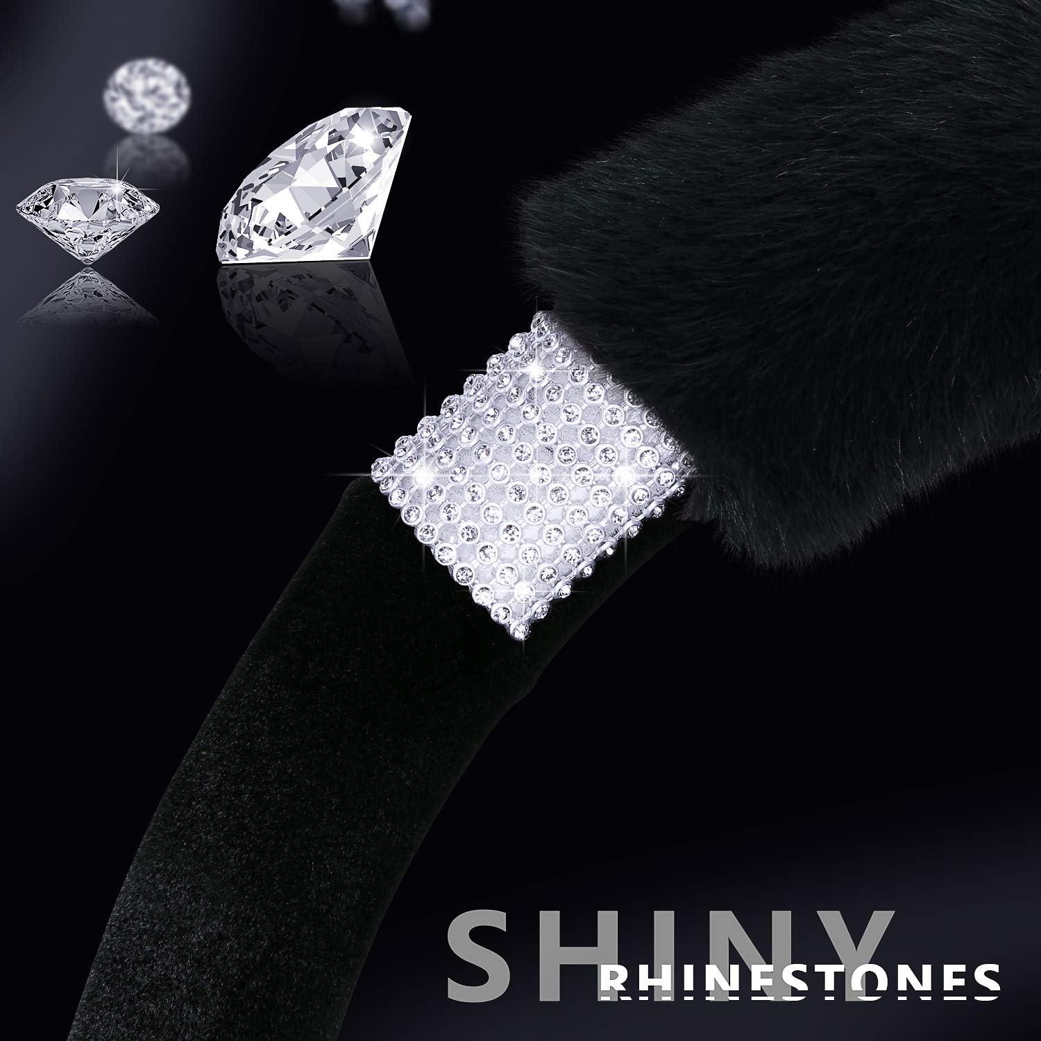 Cubierta de Volante Achiou con Rhinestones y Pelaje 15"