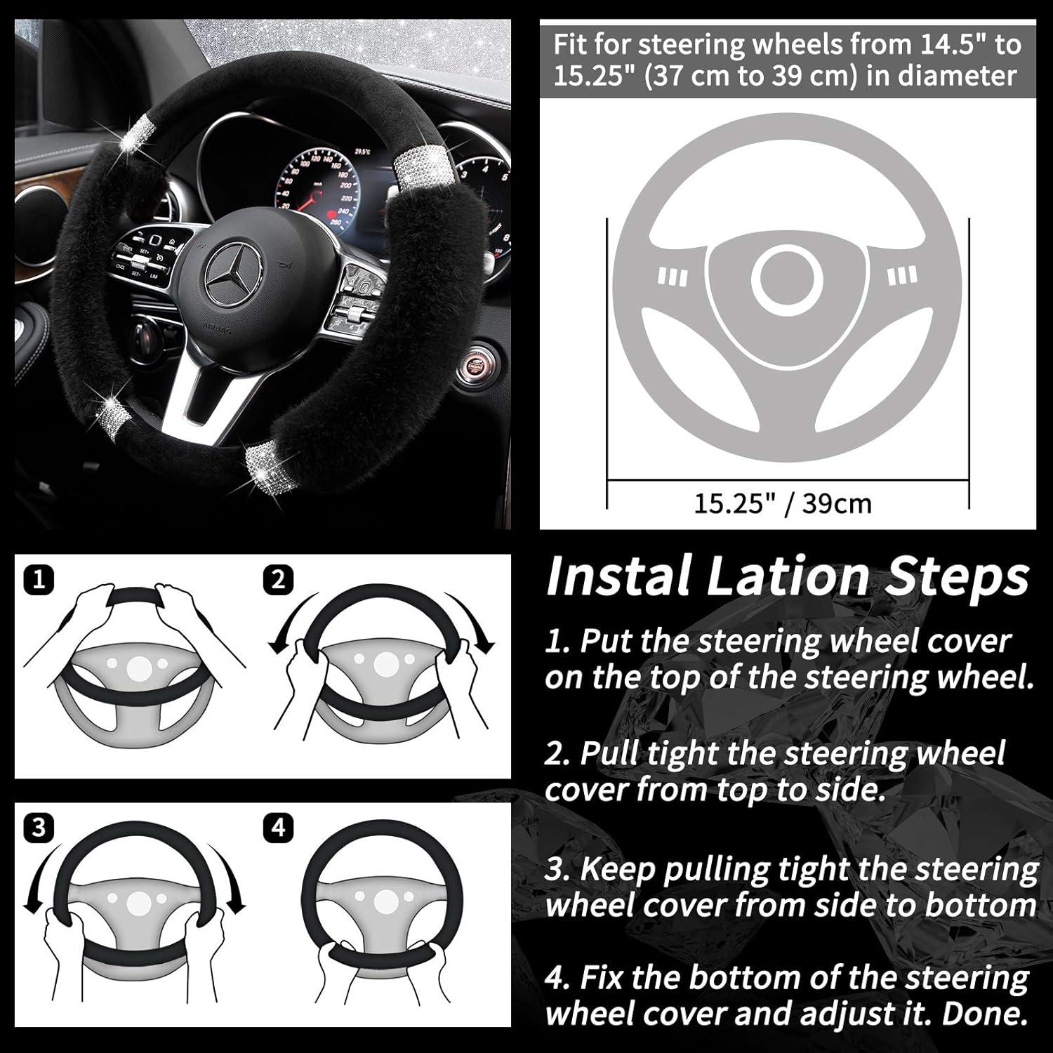 Cubierta de Volante Achiou con Rhinestones y Pelaje 15"