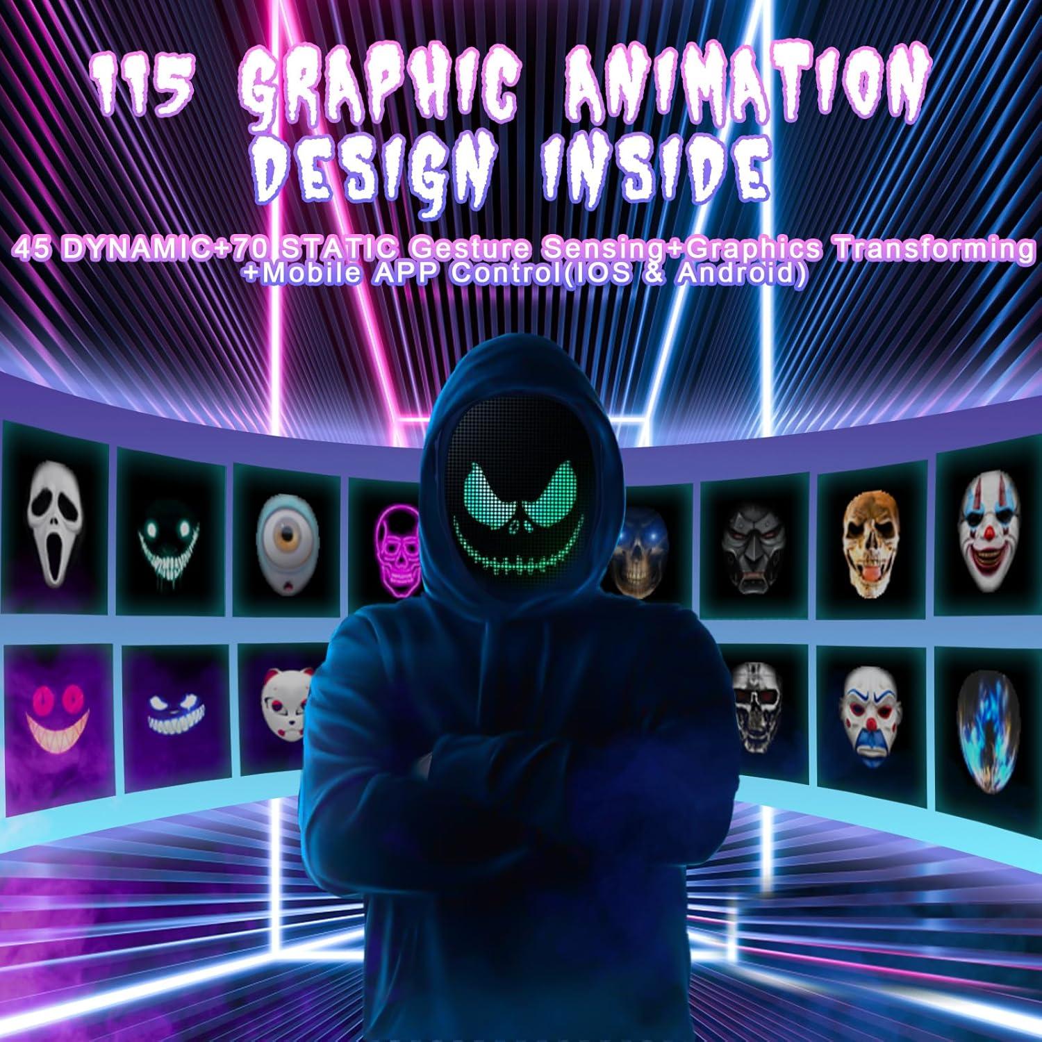 Máscara LED Programable AINSKO-APP Bluetooth para Fiestas