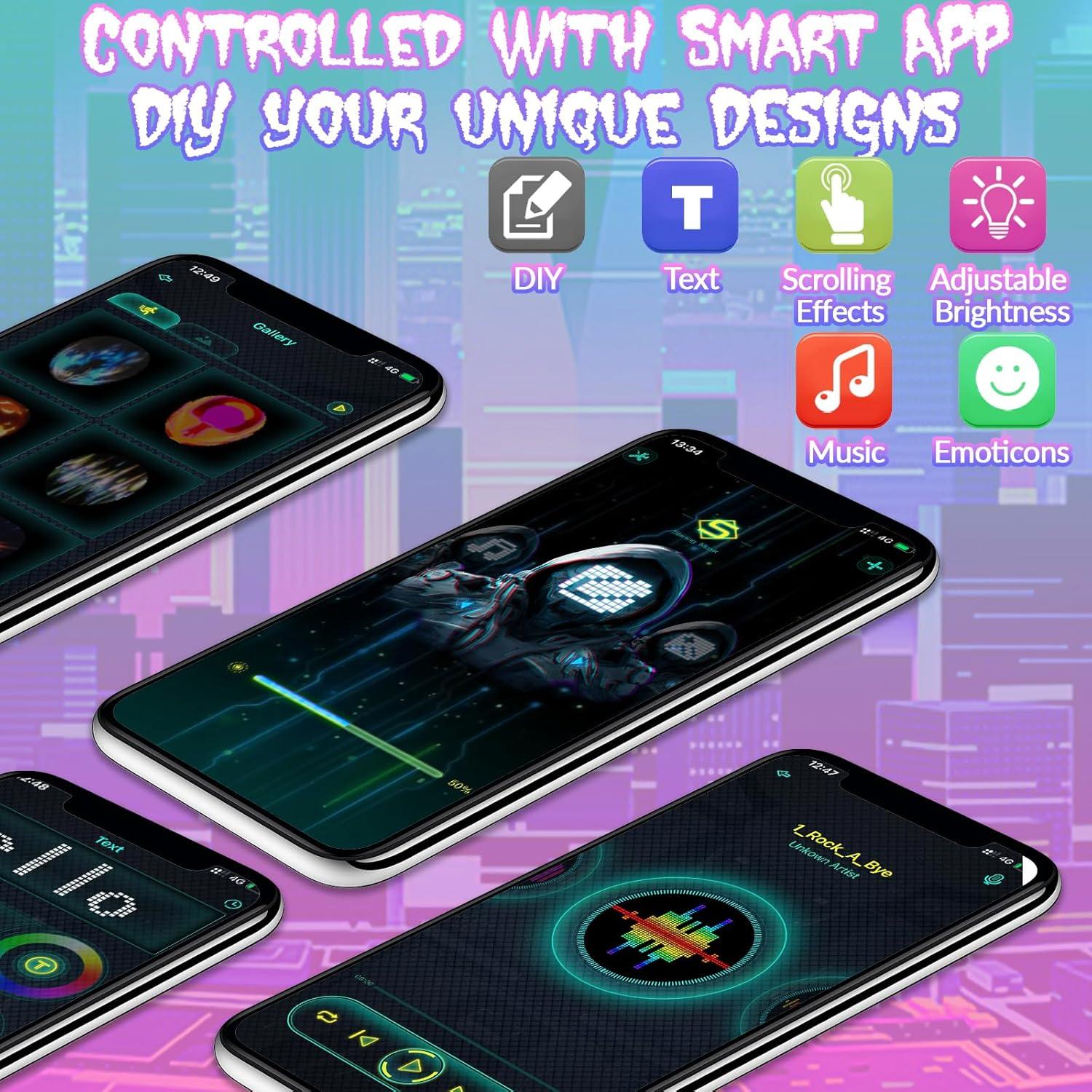 Máscara LED Programable AINSKO-APP Bluetooth para Fiestas