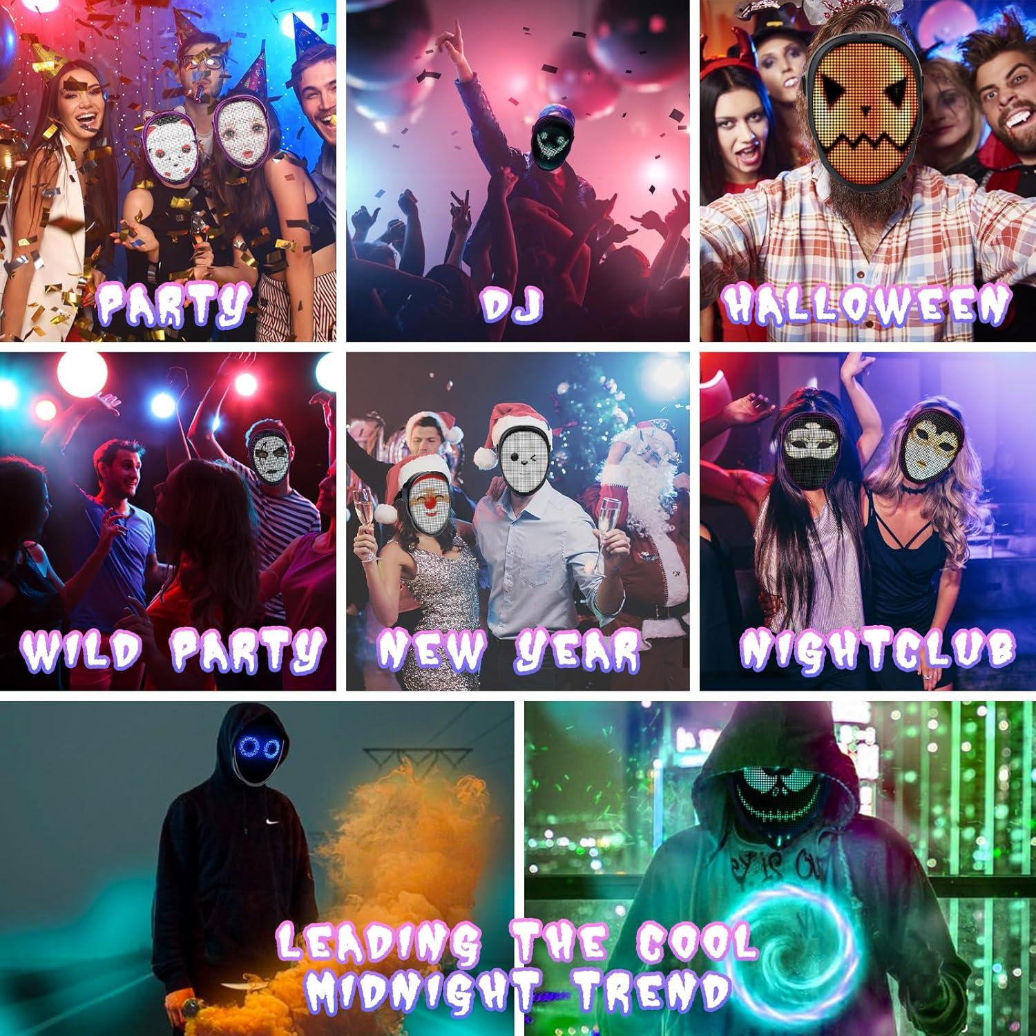 Máscara LED Programable AINSKO-APP Bluetooth para Fiestas