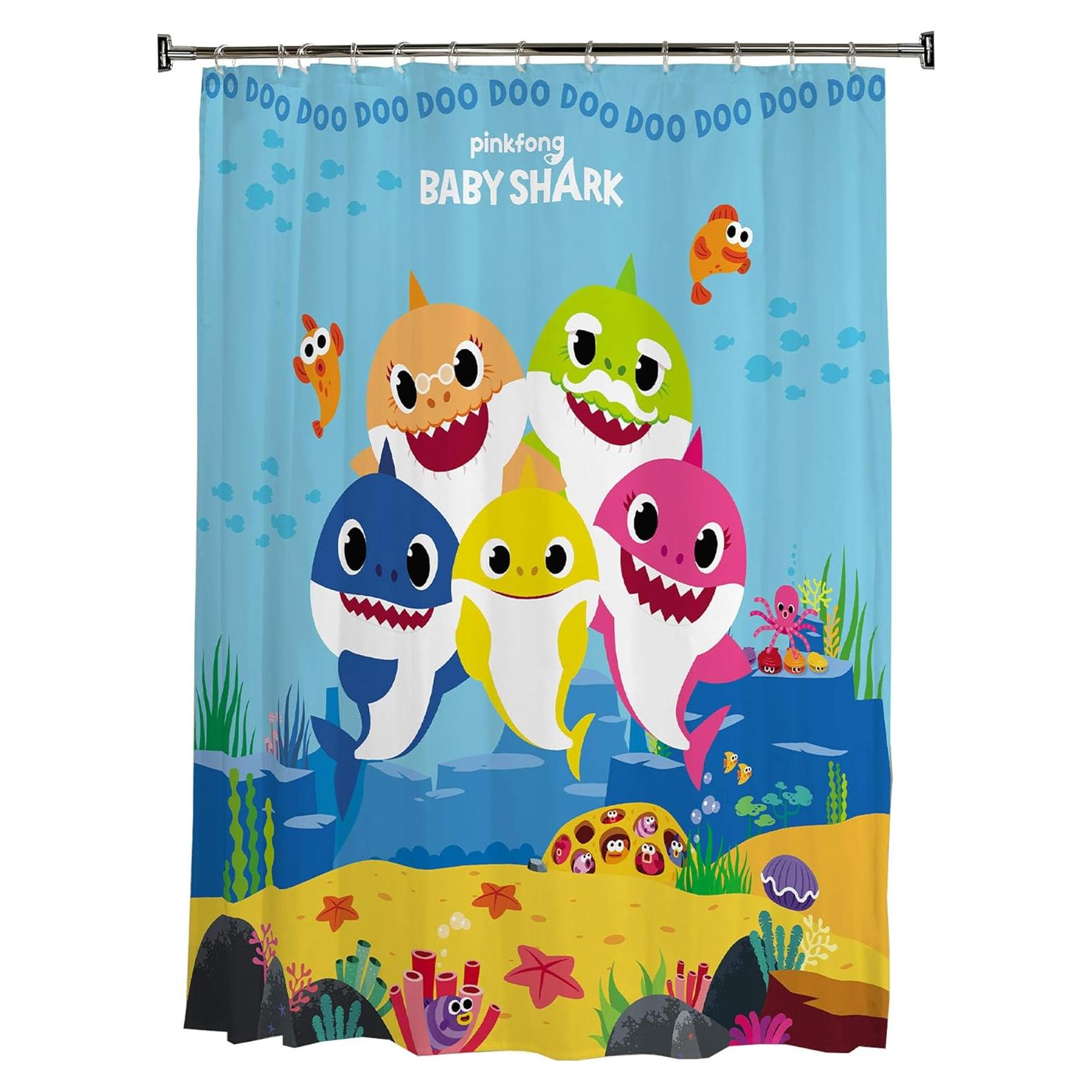 Cortina de Ducha Decorativa Franco 72x72 cm Baby Shark