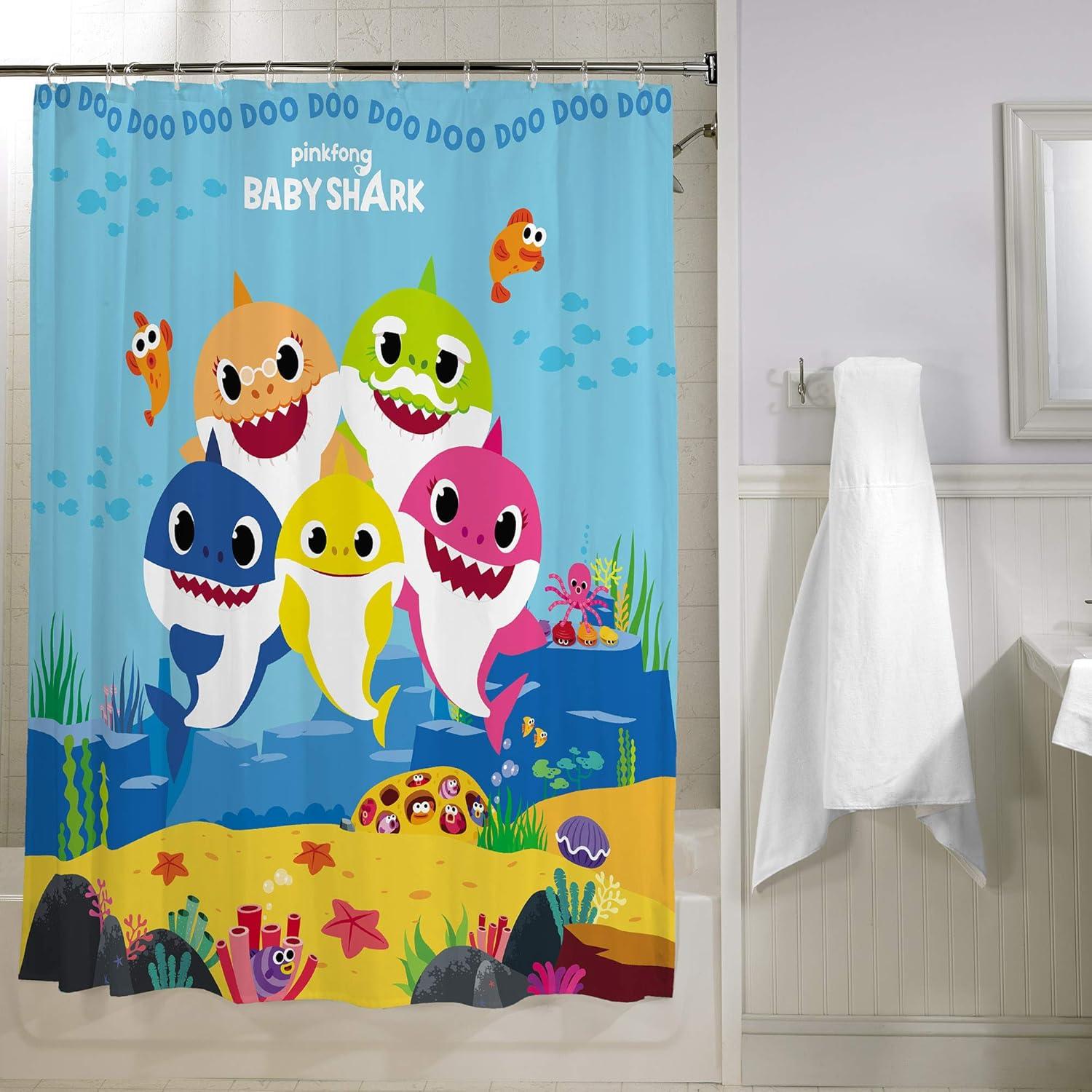 Cortina de Ducha Decorativa Franco 72x72 cm Baby Shark