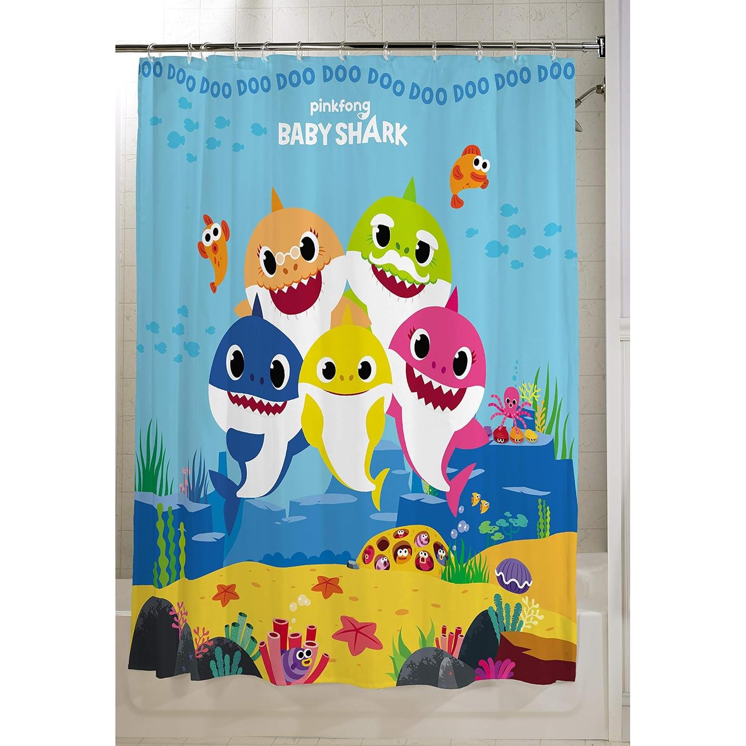 Cortina de Ducha Decorativa Franco 72x72 cm Baby Shark