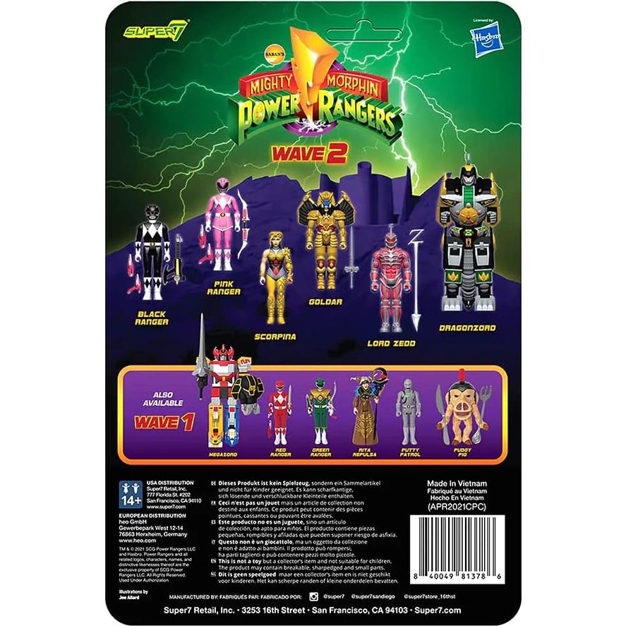 Figura de Acción Ranger Negro Super7 3.75" con Accesorios