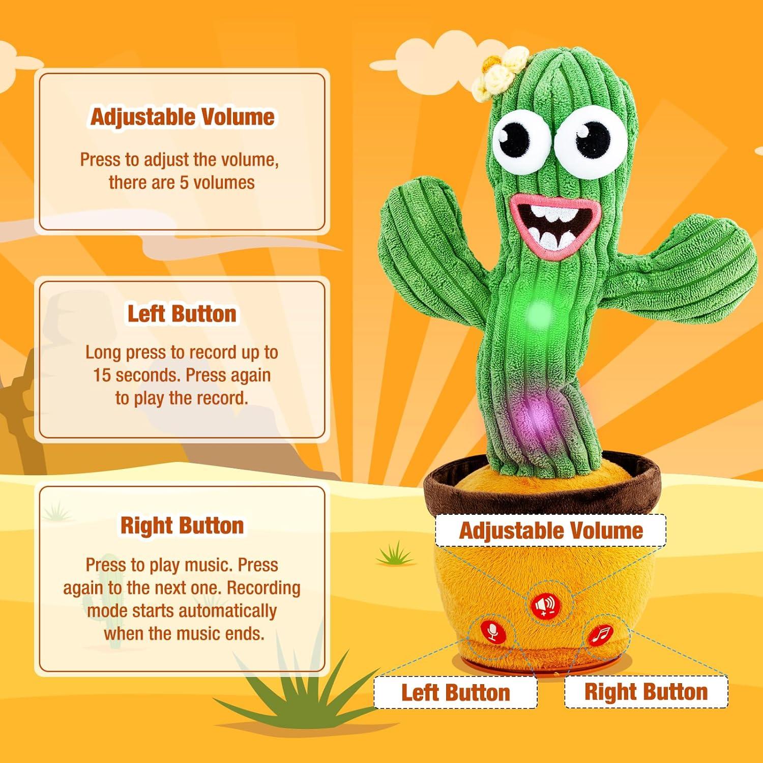 Juguete Cactus Hablador Ayeboovi con 120 Canciones y Volumen Ajustable