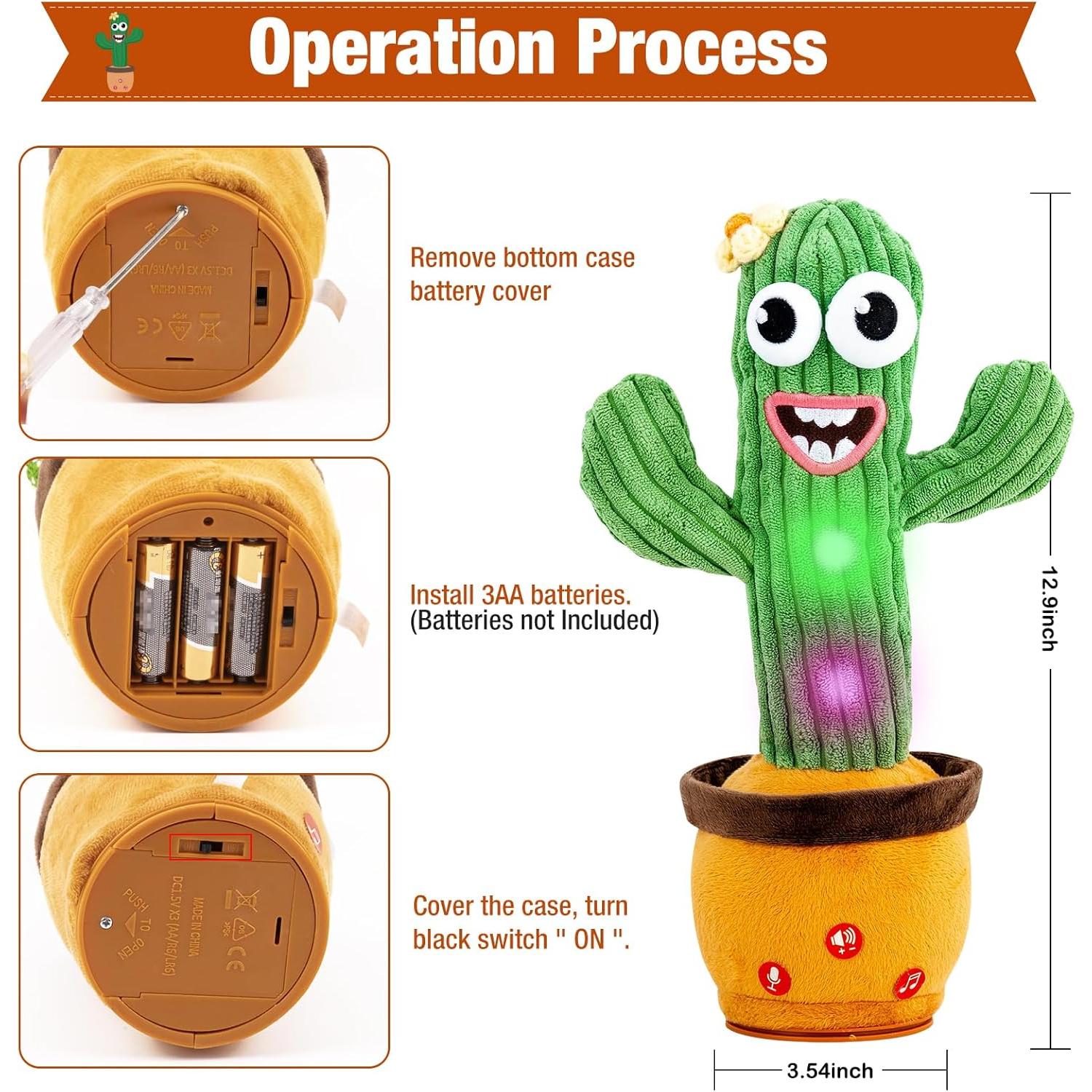 Juguete Cactus Hablador Ayeboovi con 120 Canciones y Volumen Ajustable