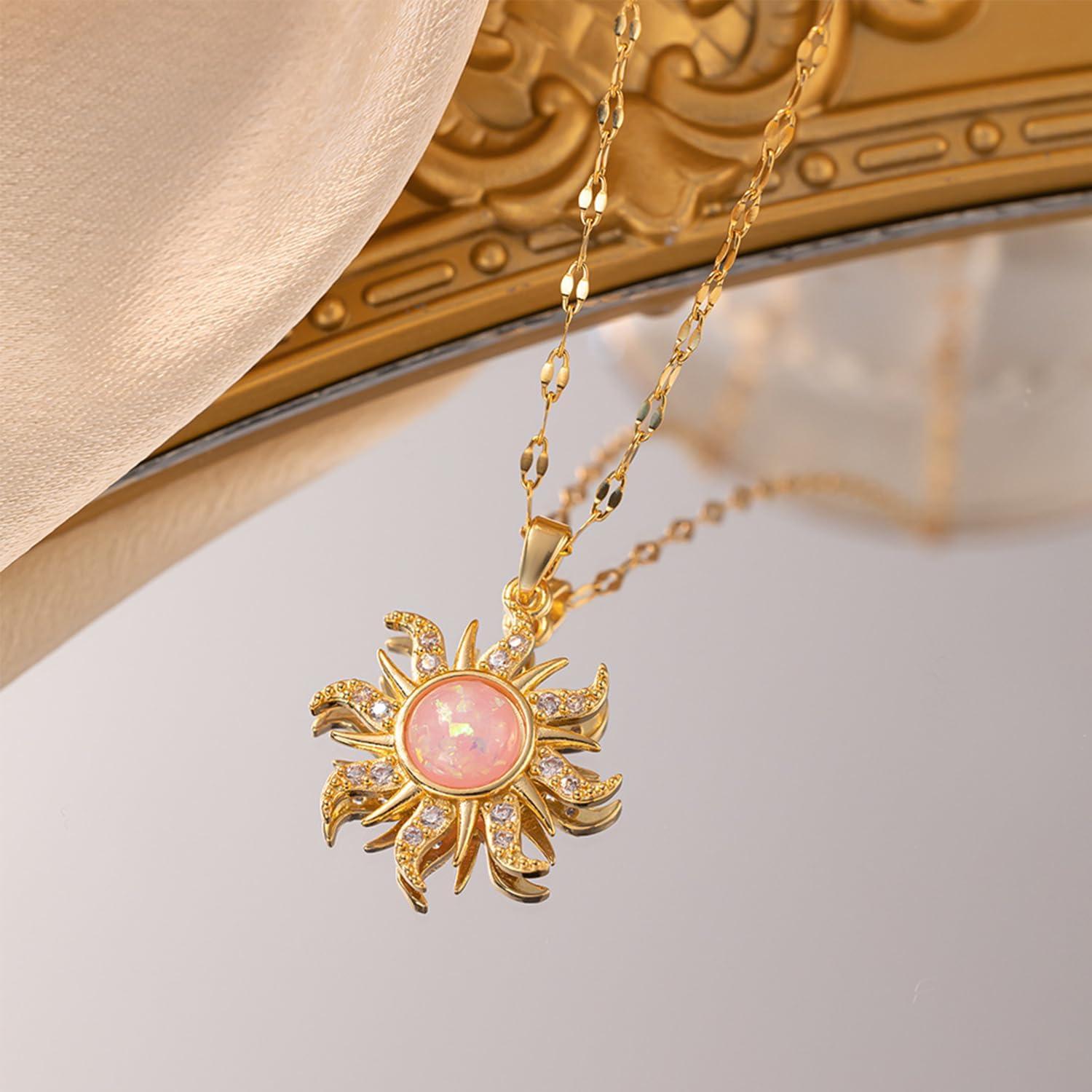 Collar Sol Dorado con Ópalo para Mujeres - Joyería Elegante