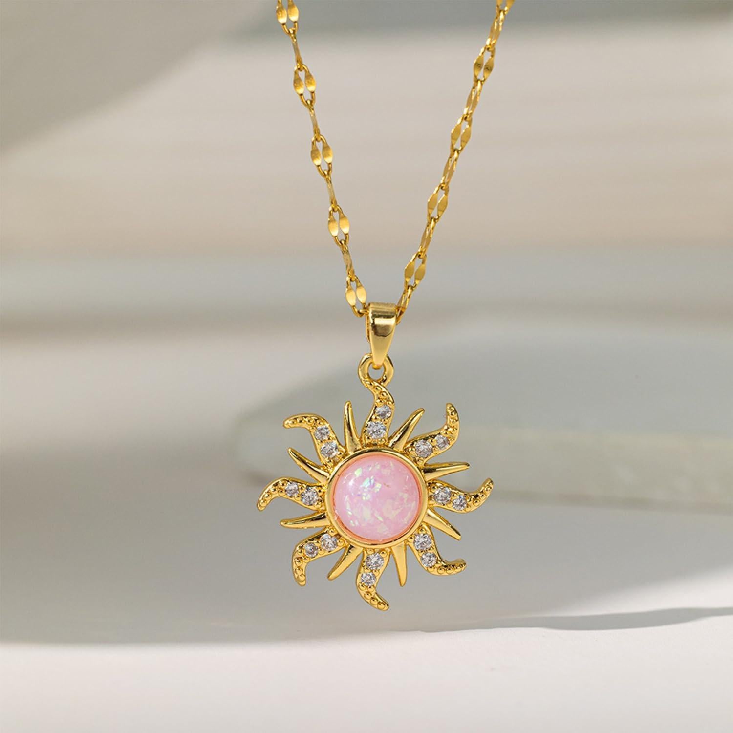 Collar Sol Dorado con Ópalo para Mujeres - Joyería Elegante