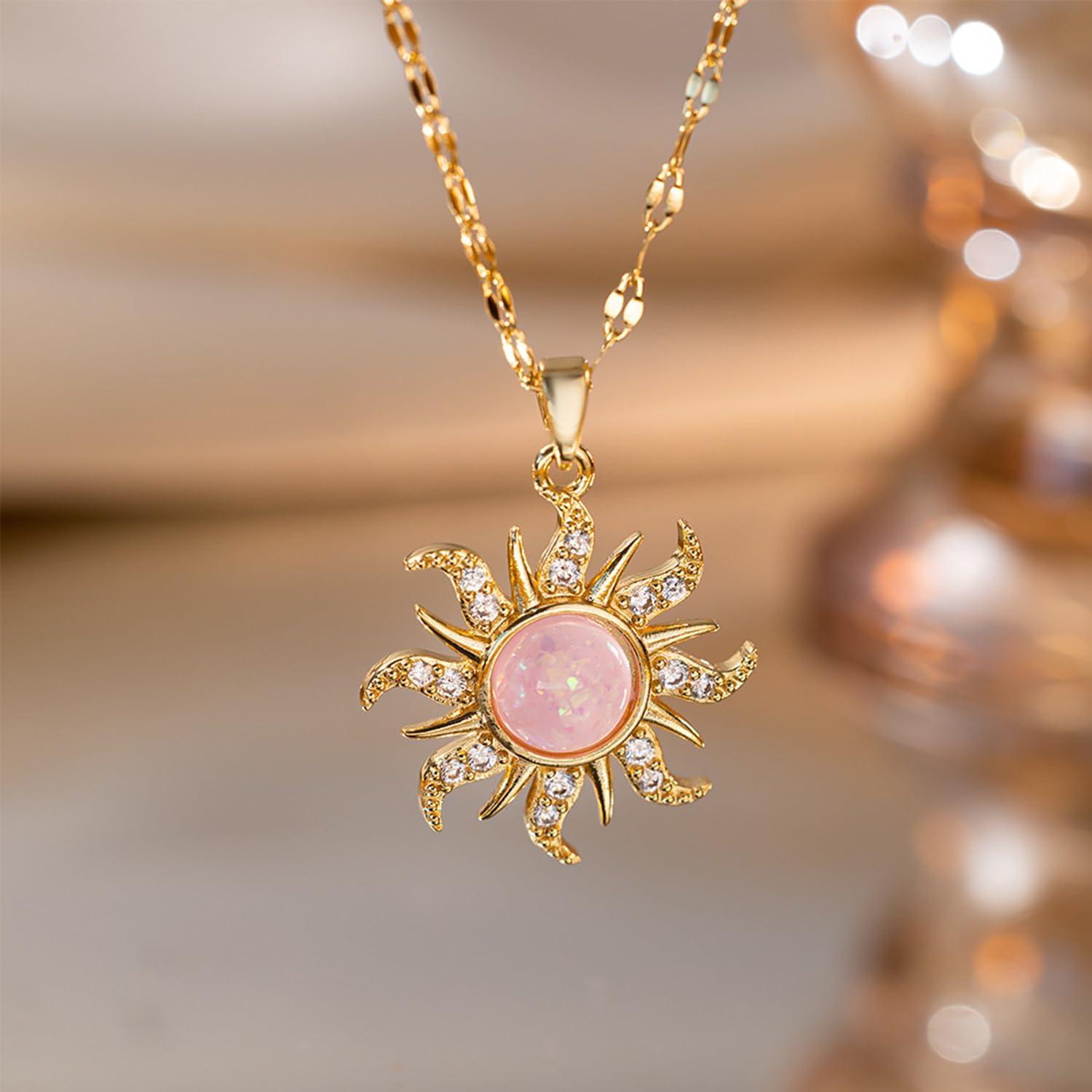 Collar Sol Dorado con Ópalo para Mujeres - Joyería Elegante