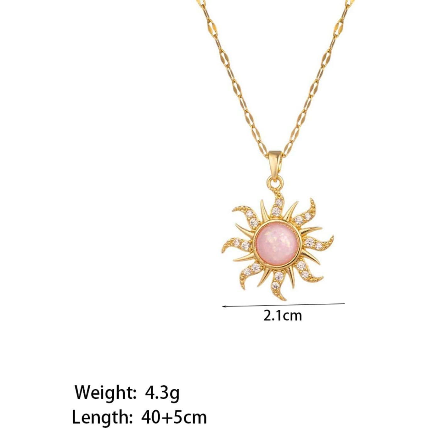 Collar Sol Dorado con Ópalo para Mujeres - Joyería Elegante