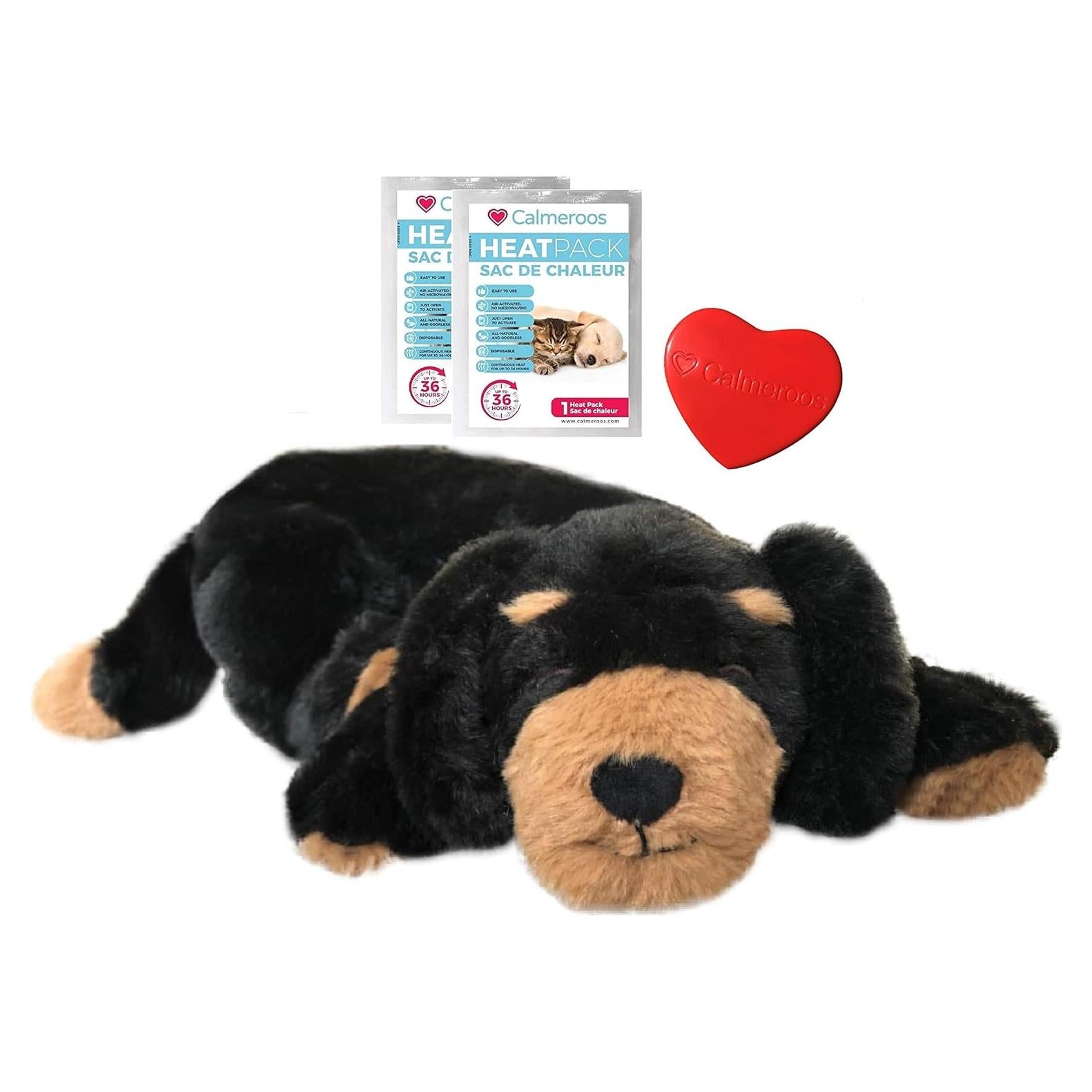 Juguete Calmeroos para Cachorros - Alivio de Ansiedad Negro y Marrón