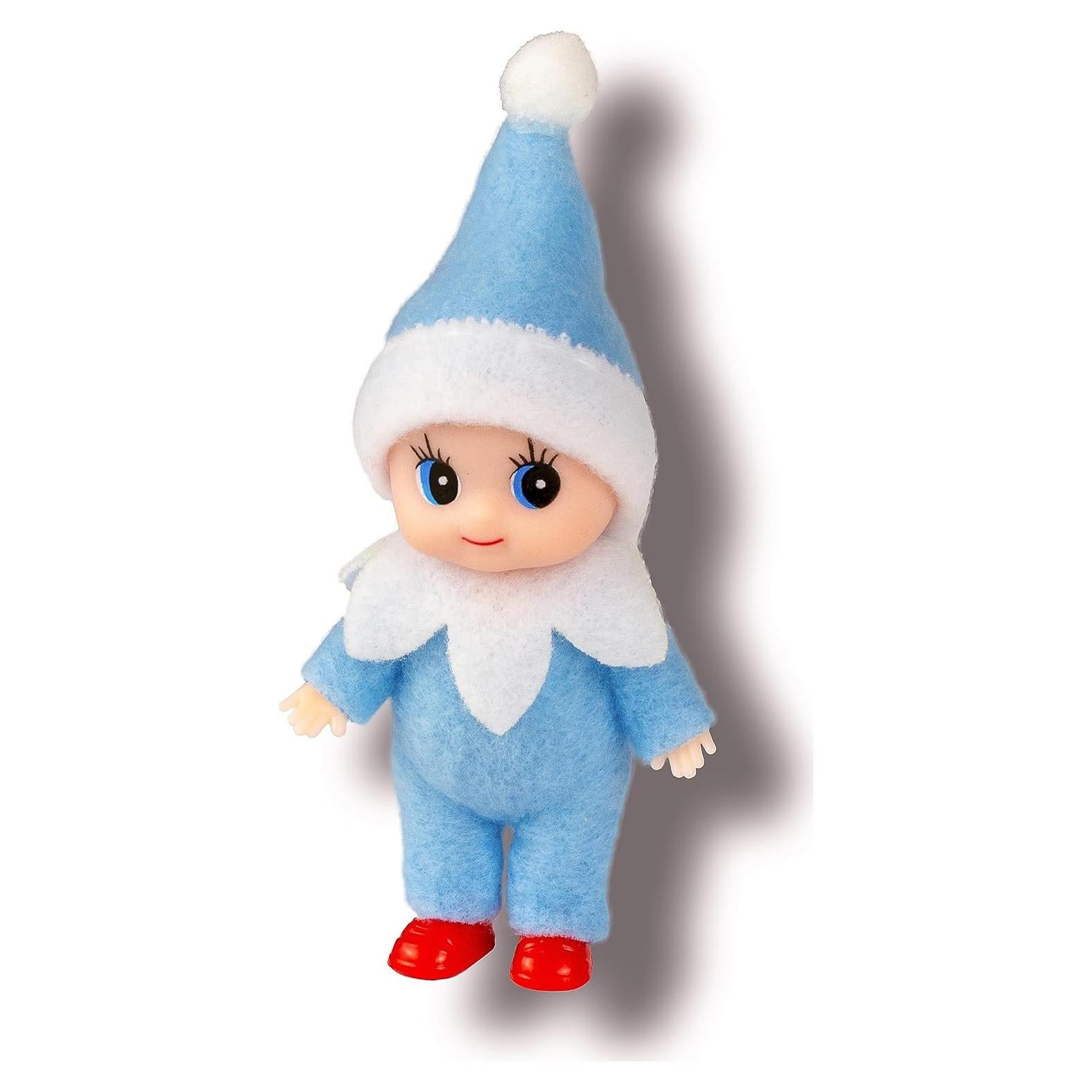 Muñeco de Elfo Bebé de Navidad ZTI 10 cm Mono Azul