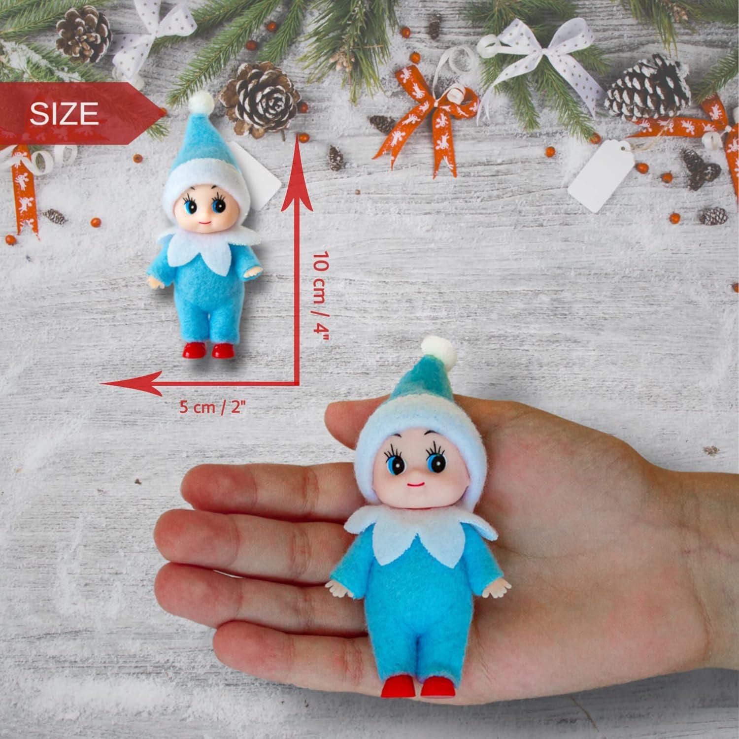 Muñeco de Elfo Bebé de Navidad ZTI 10 cm Mono Azul