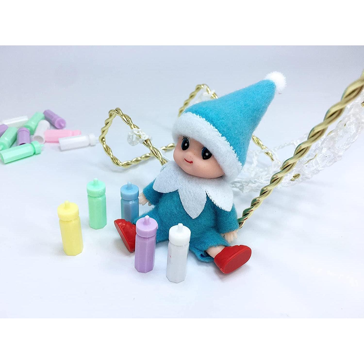 Muñeco de Elfo Bebé de Navidad ZTI 10 cm Mono Azul