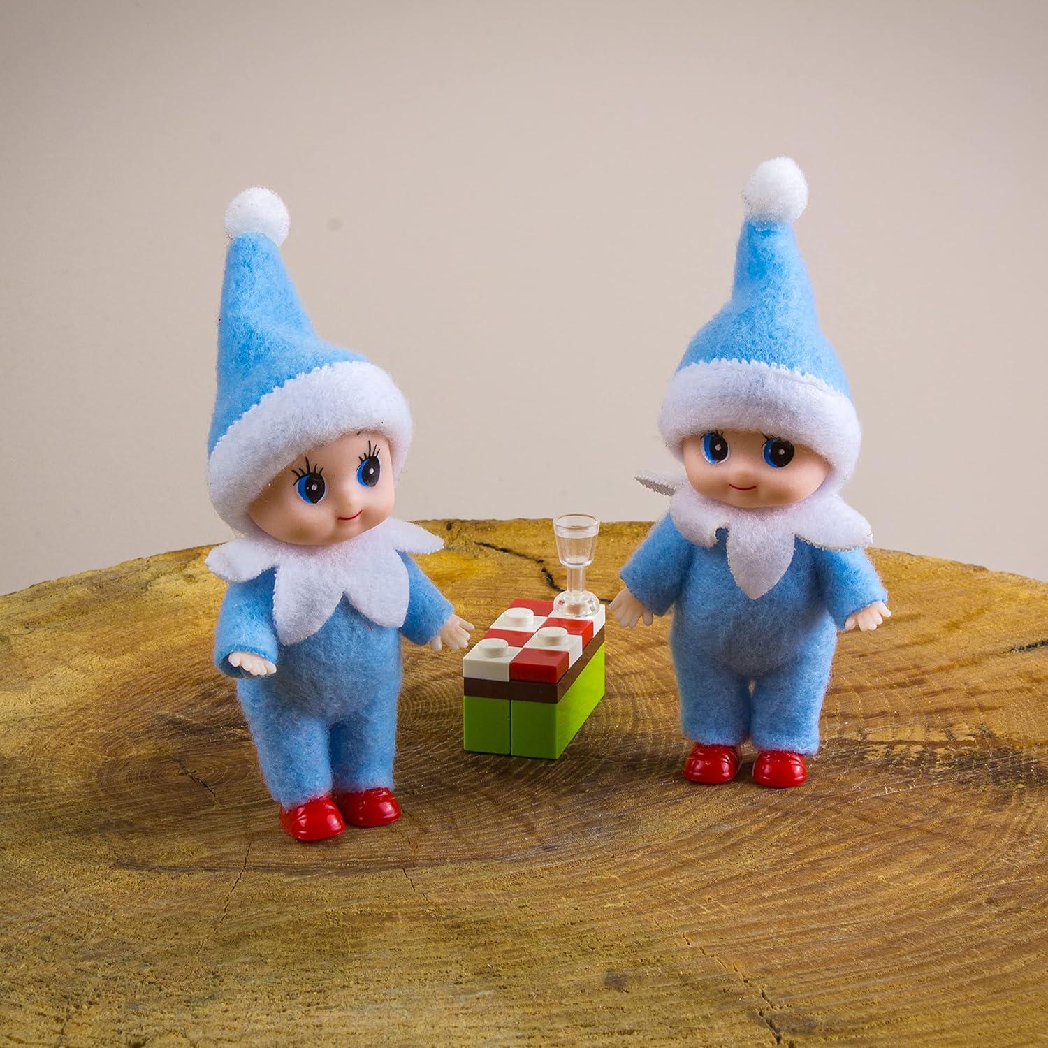 Muñeco de Elfo Bebé de Navidad ZTI 10 cm Mono Azul