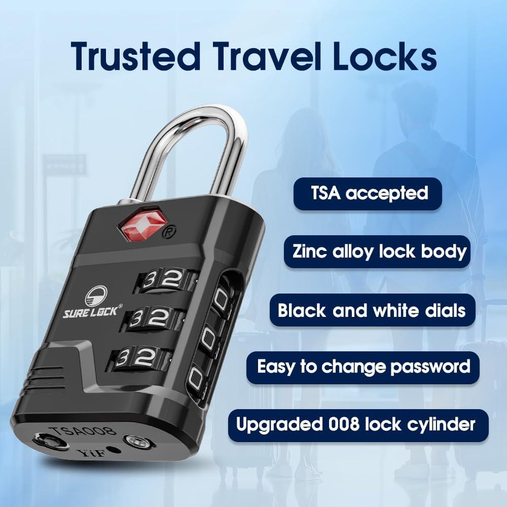Candado TSA Sure Lock TSA23026 Negro para Equipaje 1 pk