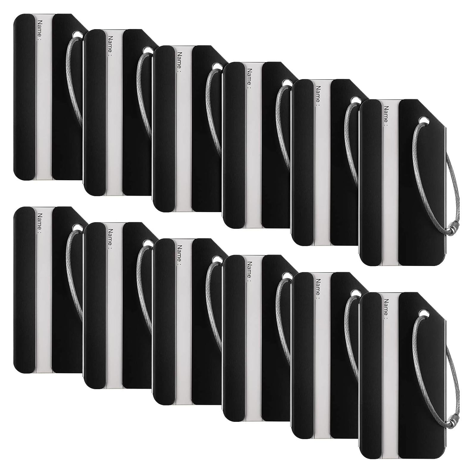12 Etiquetas de Equipaje Weewooday de Aluminio Negro