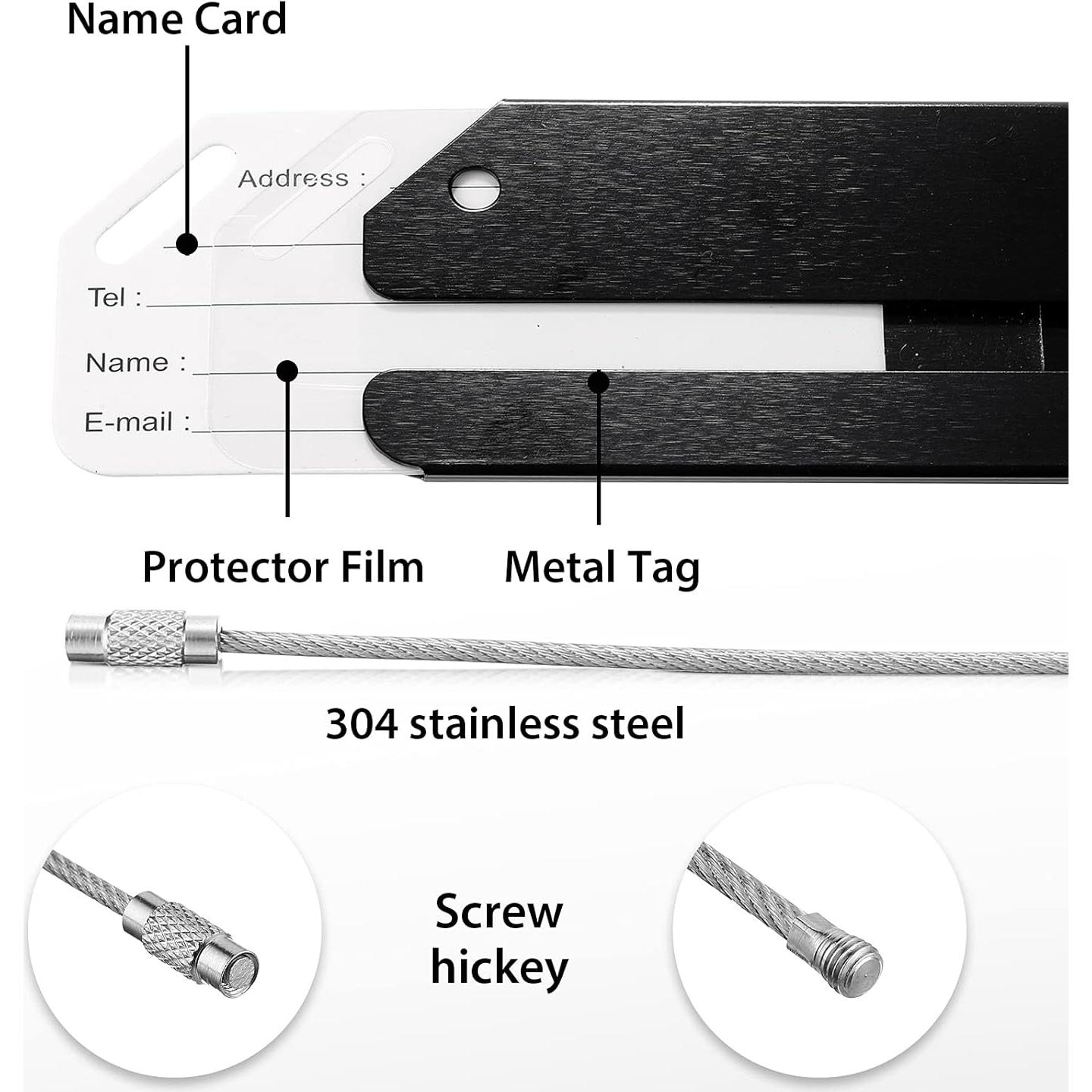 12 Etiquetas de Equipaje Weewooday de Aluminio Negro