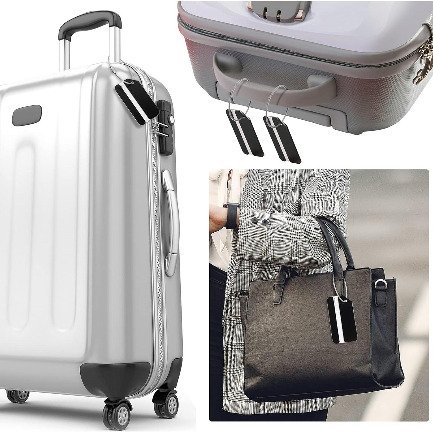 12 Etiquetas de Equipaje Weewooday de Aluminio Negro