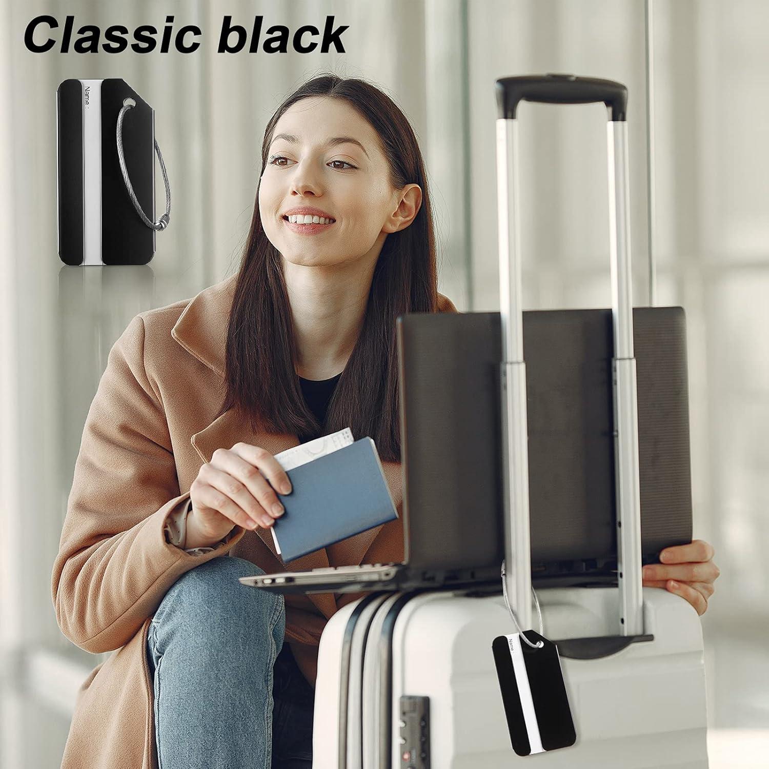 12 Etiquetas de Equipaje Weewooday de Aluminio Negro