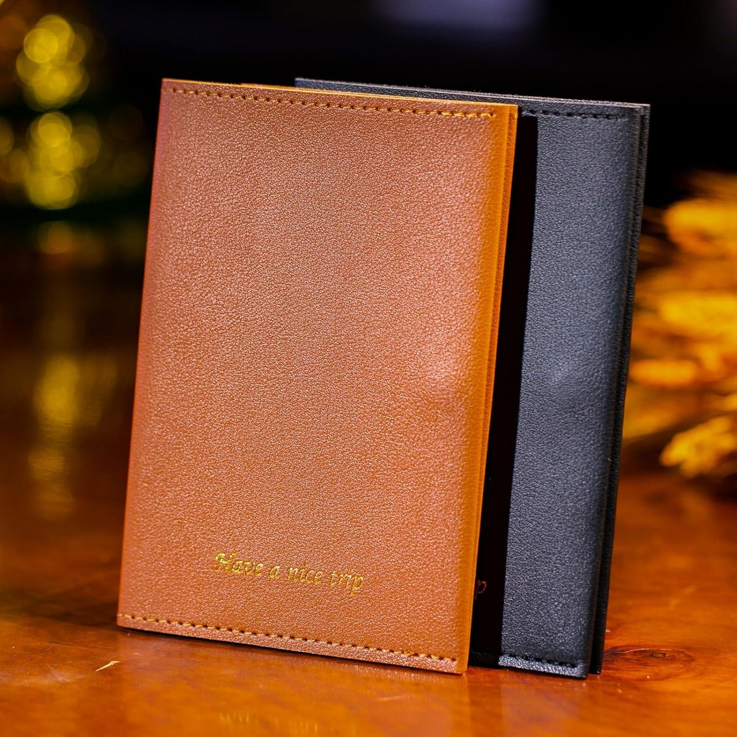 Funda de Pasaporte Unisex FEILOOM Cuero PU Marrón y Negro