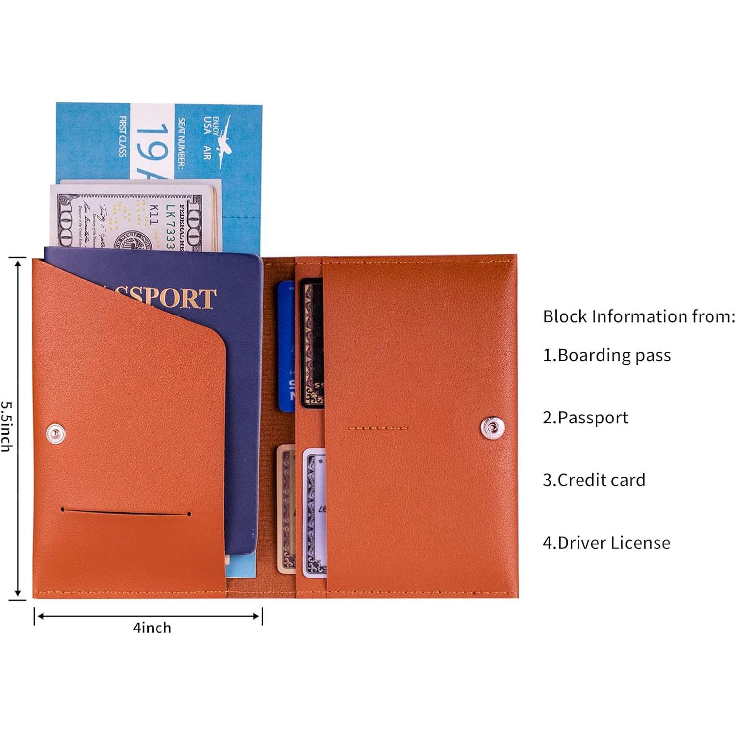 Funda de Pasaporte Unisex FEILOOM Cuero PU Marrón y Negro