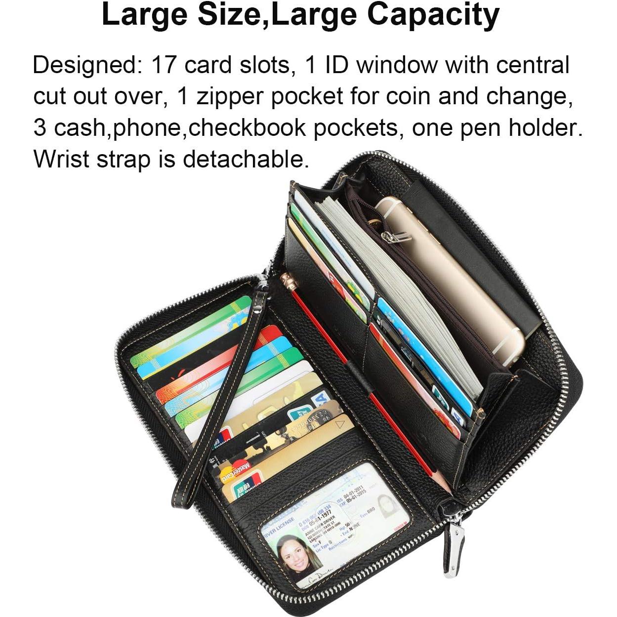 Billetera Clutch Lavemi de Cuero 100% con Bloqueo RFID Grande