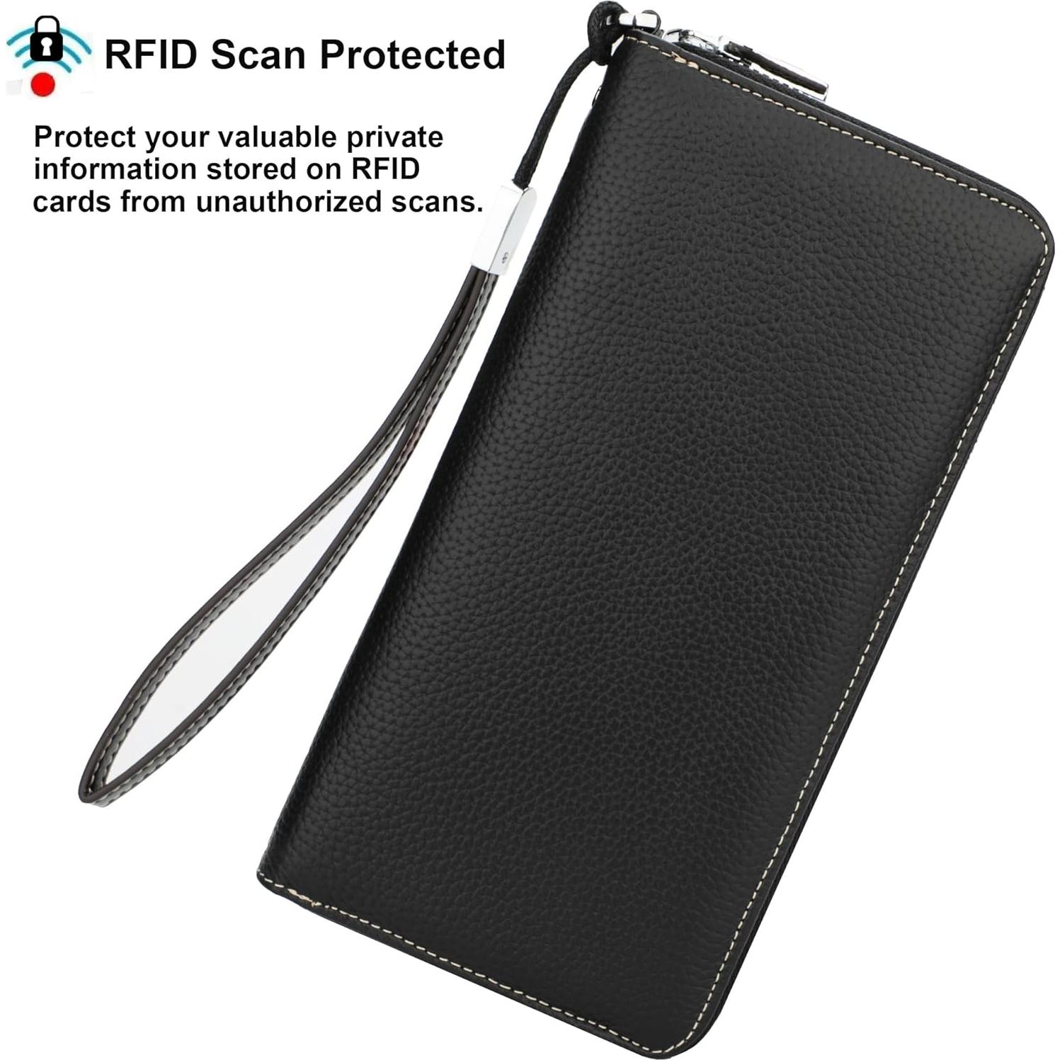 Billetera Clutch Lavemi de Cuero 100% con Bloqueo RFID Grande