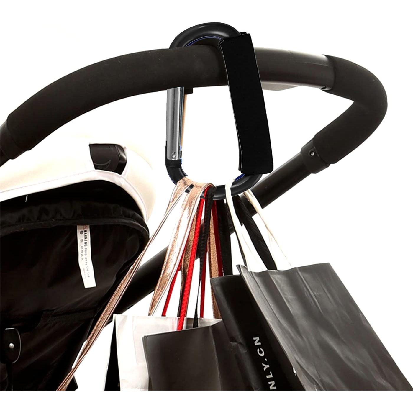 Ganchos para Cochecito de Bebé - 2 Piezas Aluminio Negro