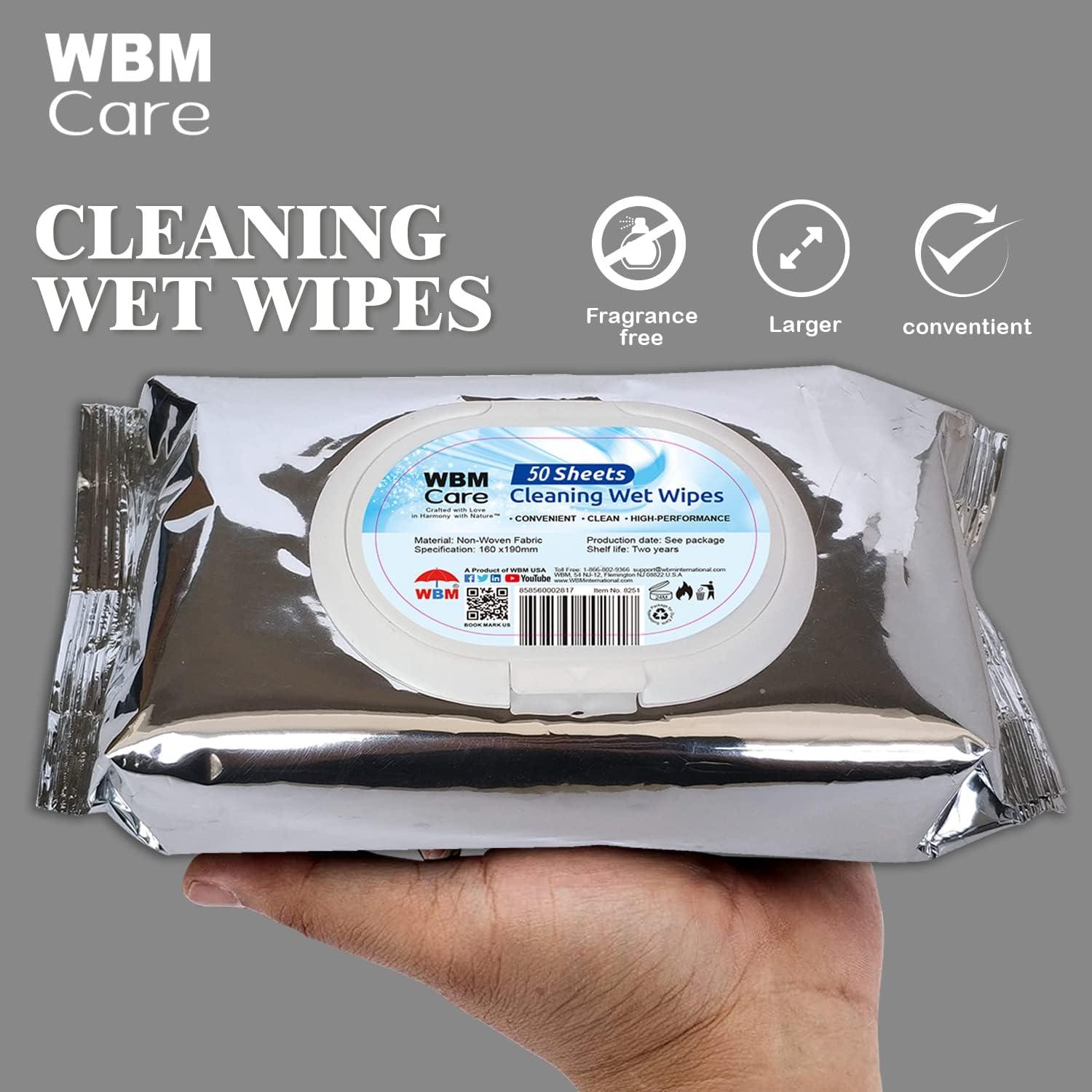 Toallitas de limpieza WBM, 50 hojas, sin fragancia, 3 paquetes