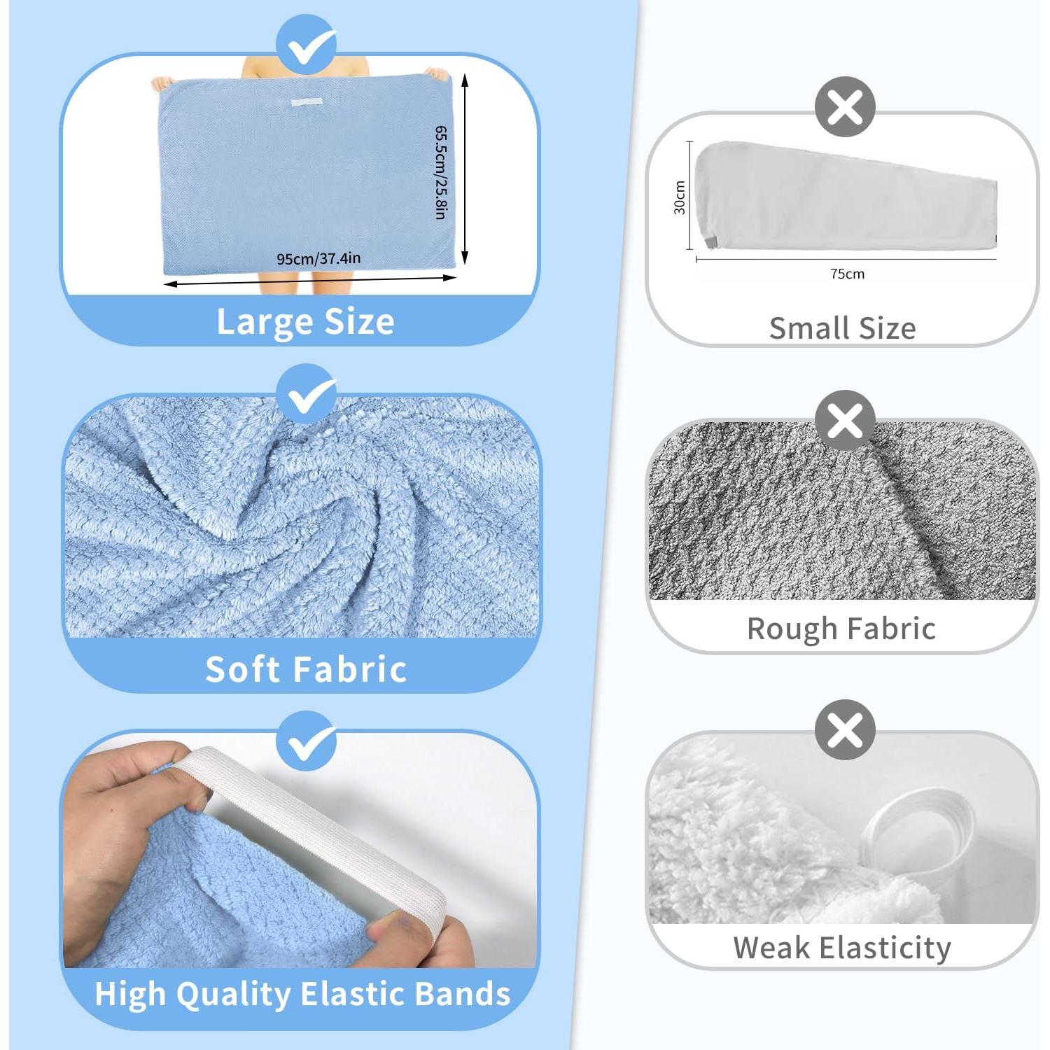 Paquete de 2 Toallas de Microfibra Extra Grande Mis Cosas Novedosas - 95x67cm, Azul