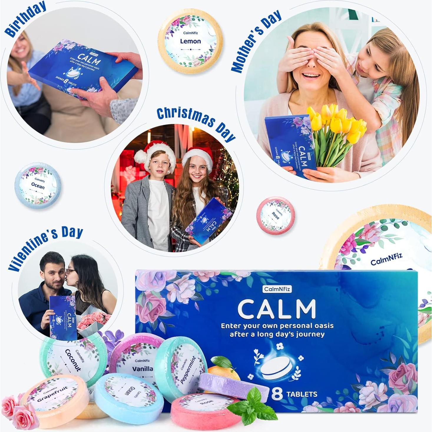 Pastillas de Vapor para Ducha CalmNFiz - 8 Fragancias Naturales