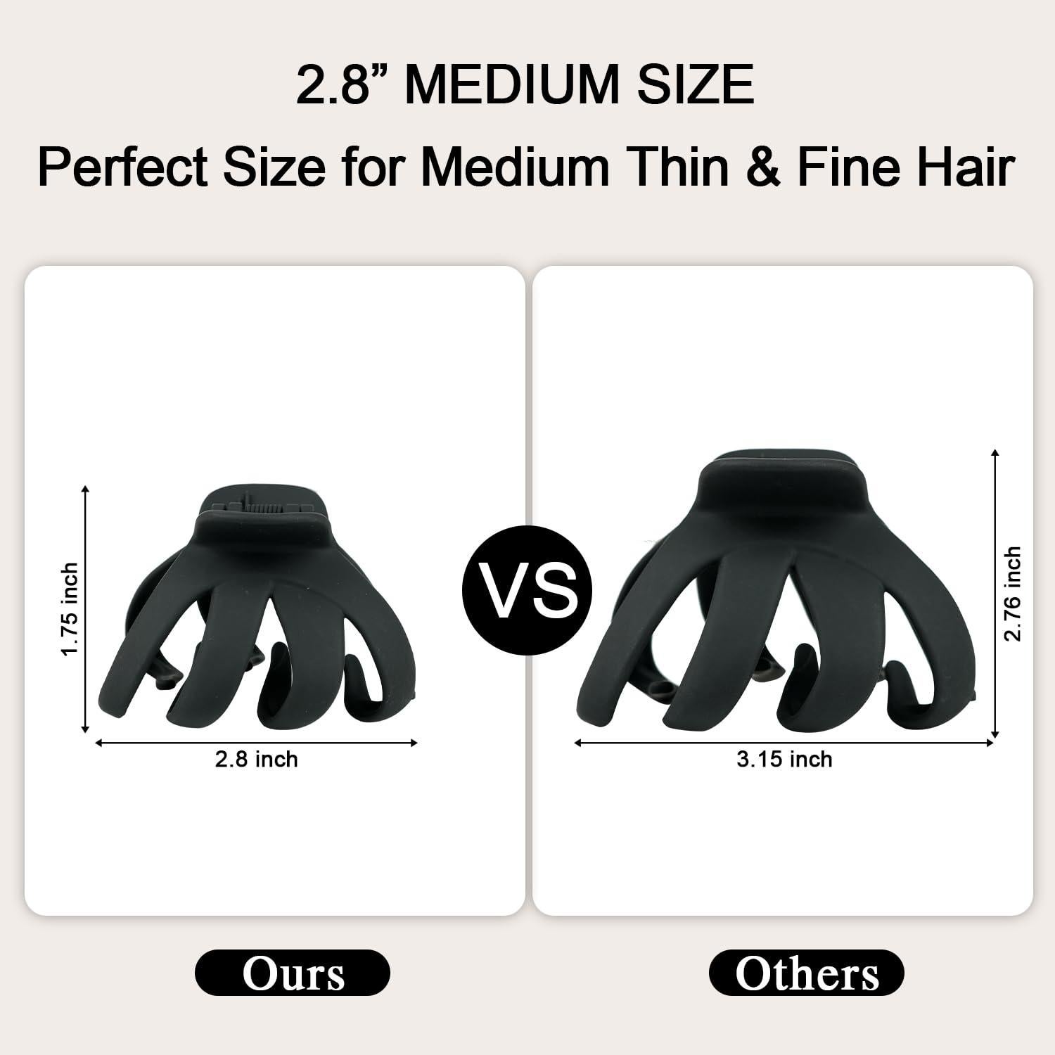 Pinzas para Cabello de Pulpo Maorulu Negras Medianas 7.1 cm