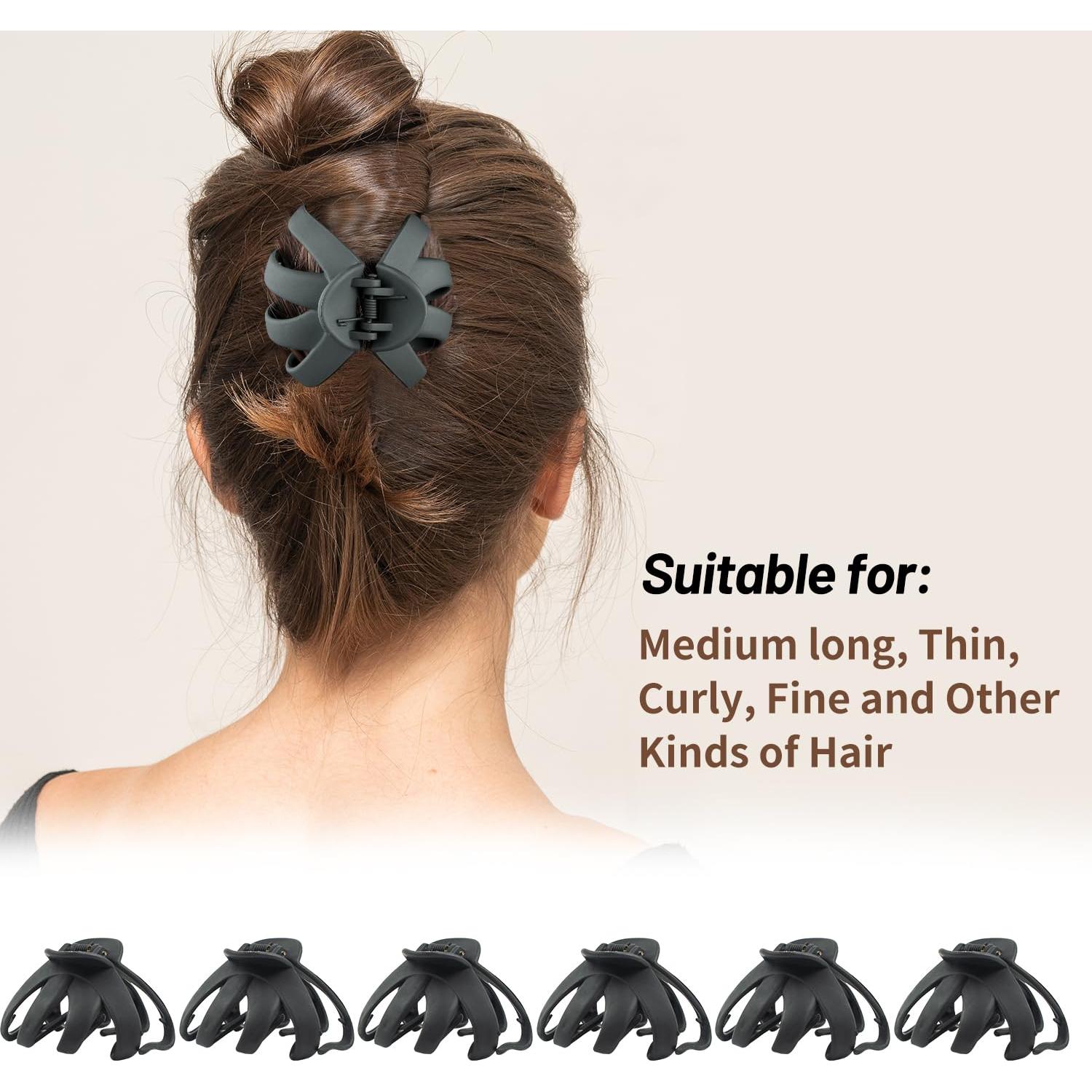 Pinzas para Cabello de Pulpo Maorulu Negras Medianas 7.1 cm