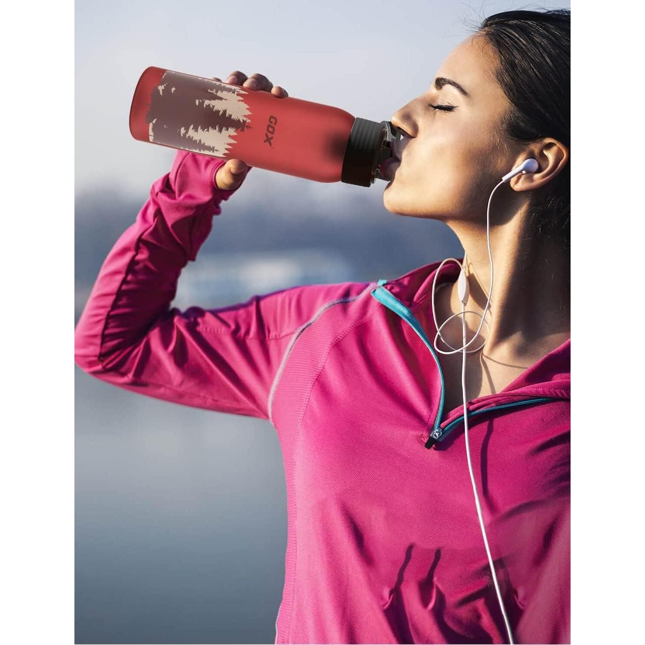 Botella de Agua Infusora GOX 0.95L Boca Ancha Cranberry