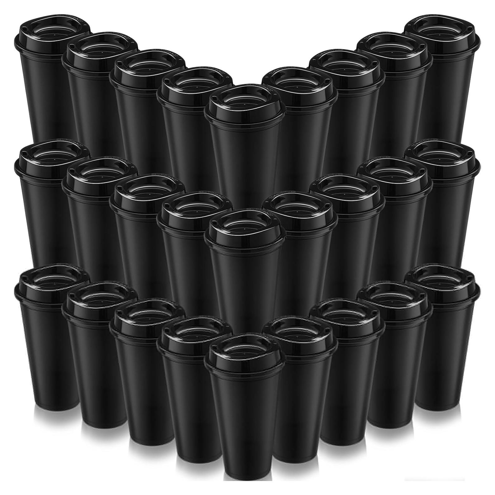 Honeydak 45 Tazas de Café Reutilizables Negras con Tapas
