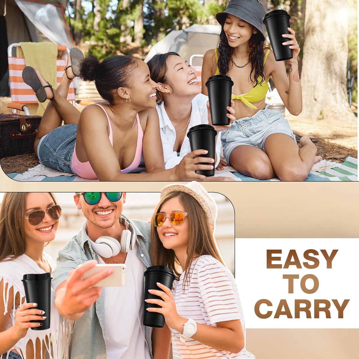 Honeydak 45 Tazas de Café Reutilizables Negras con Tapas