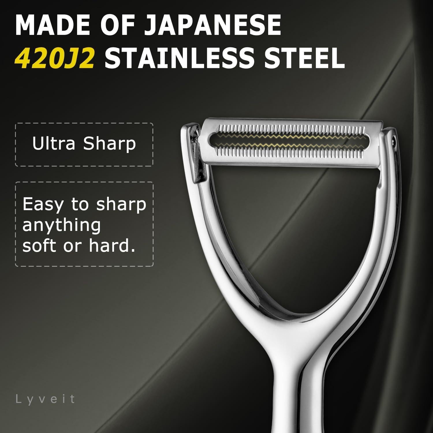 Pelador de Verduras Lyveit Acero Inoxidable 304 Cuchilla Serrada