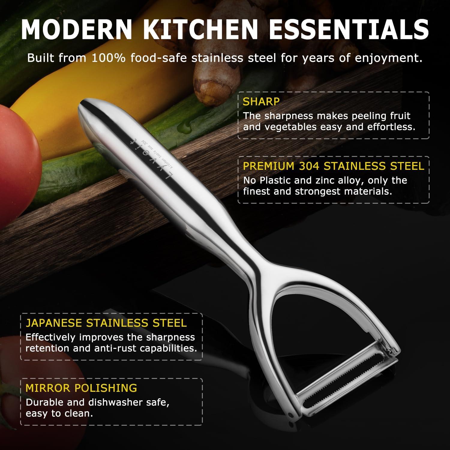 Pelador de Verduras Lyveit Acero Inoxidable 304 Cuchilla Serrada