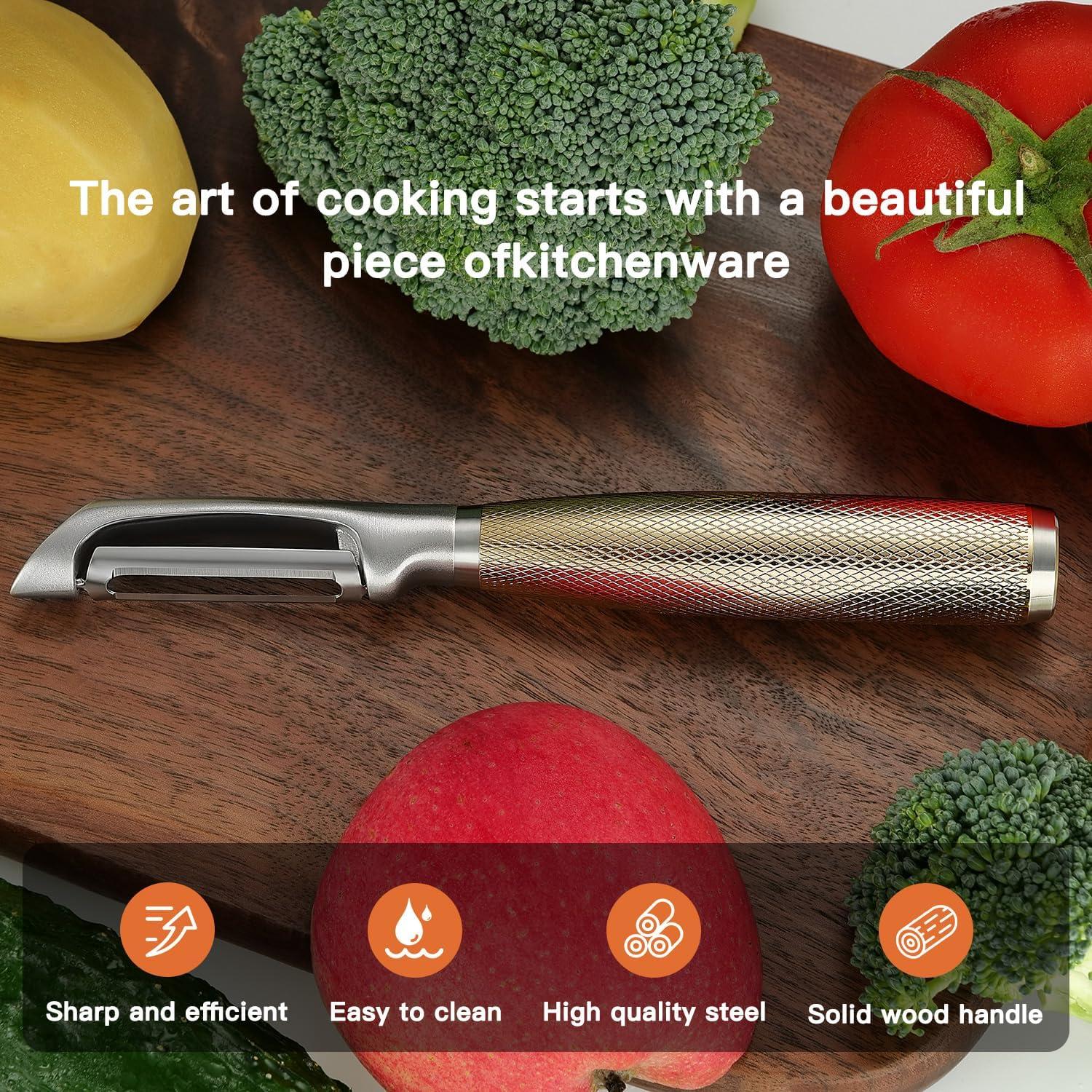 Pelador de Verduras KULUNER JSBI001 - Mango Oro 24K, Acero Inoxidable