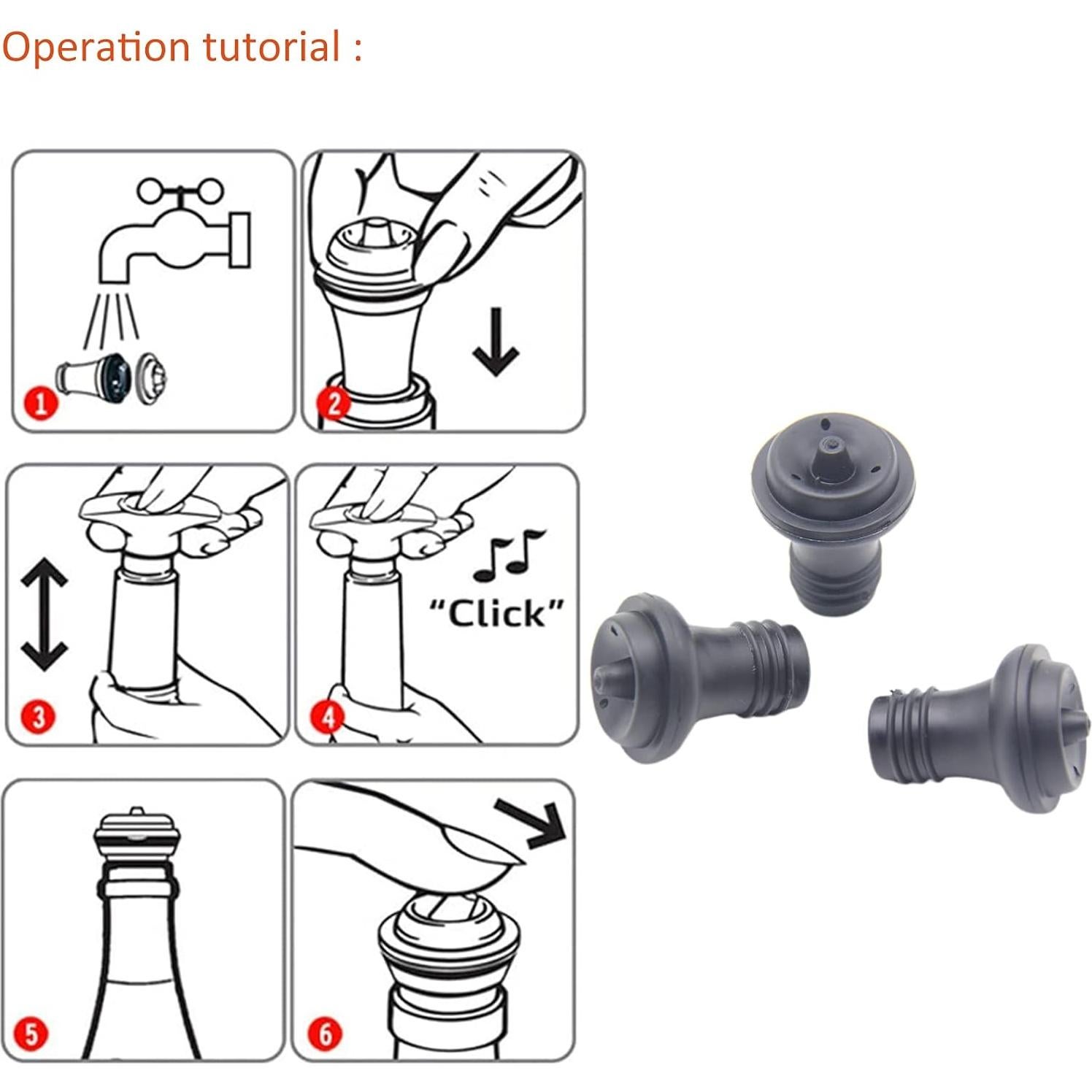 Tapones de Vacío para Botellas de Vino NIUQIUP - Paquete de 6