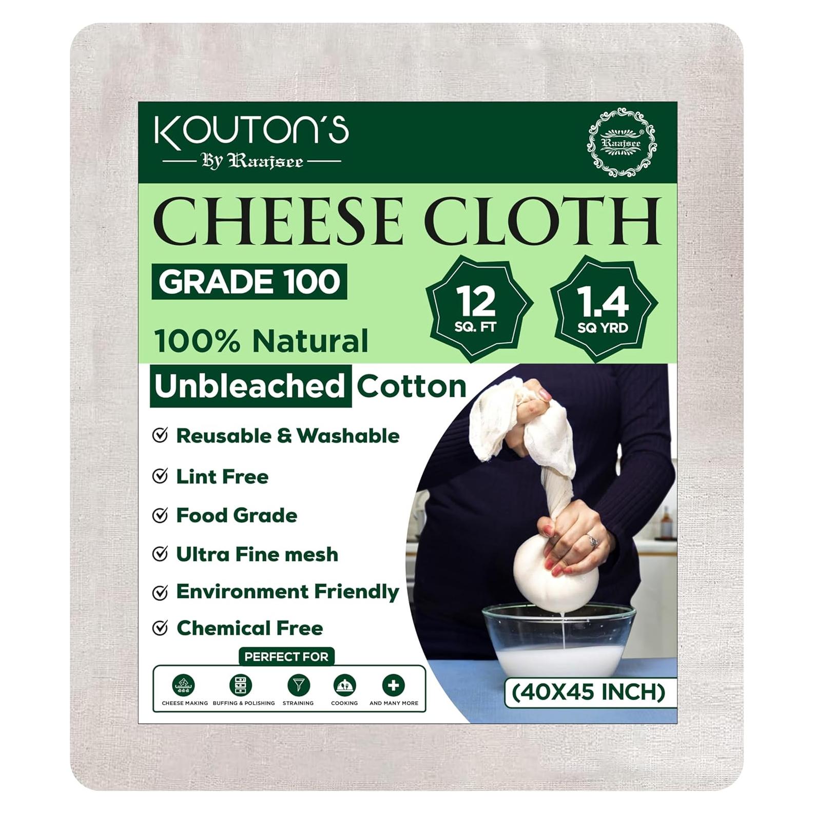 Paño de Queso Raajsee 100% Algodón Orgánico 1.4 m² Ultra Fino